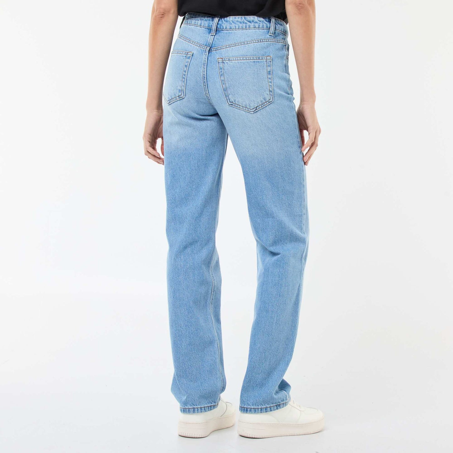 Jean straight denim en coton BLEU