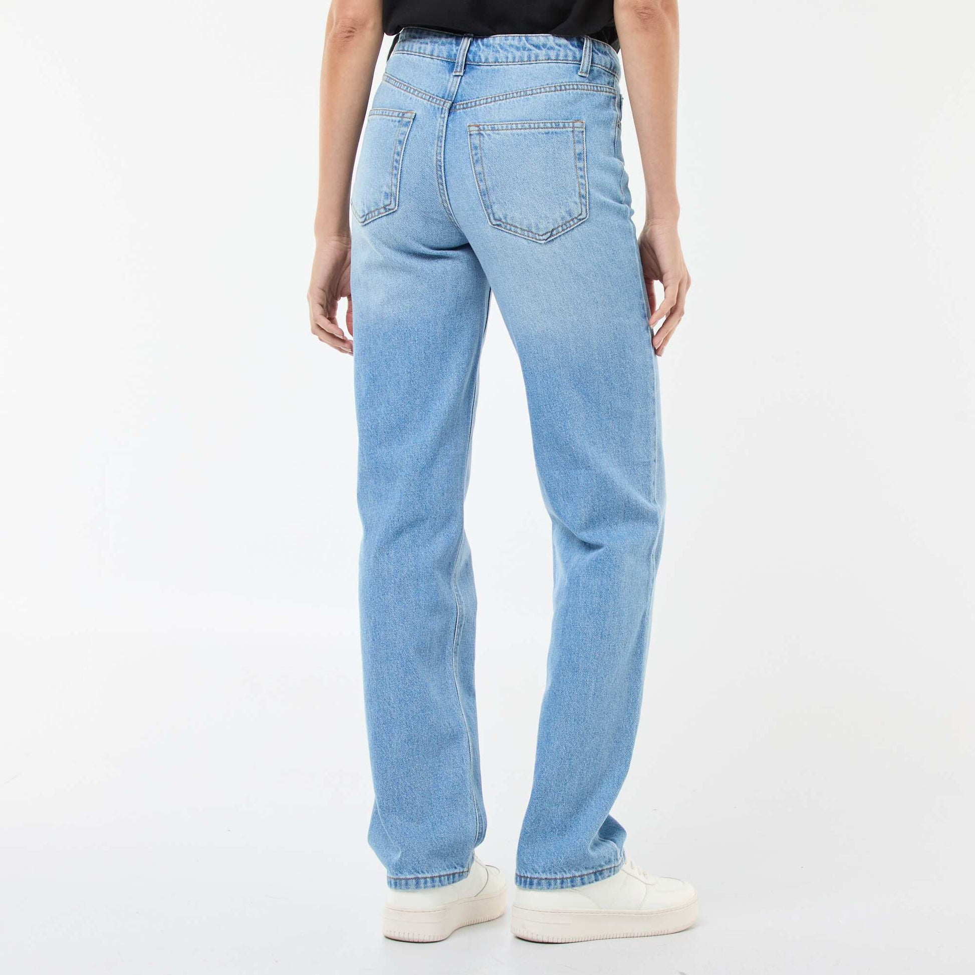 Jean straight denim en coton BLEU