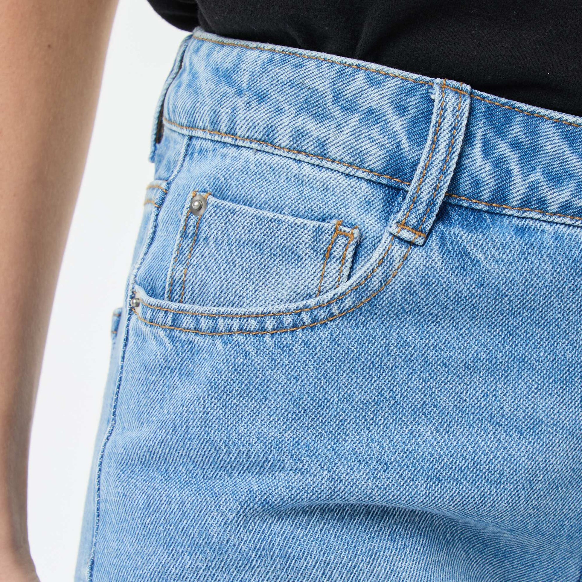 Jean straight denim en coton BLEU