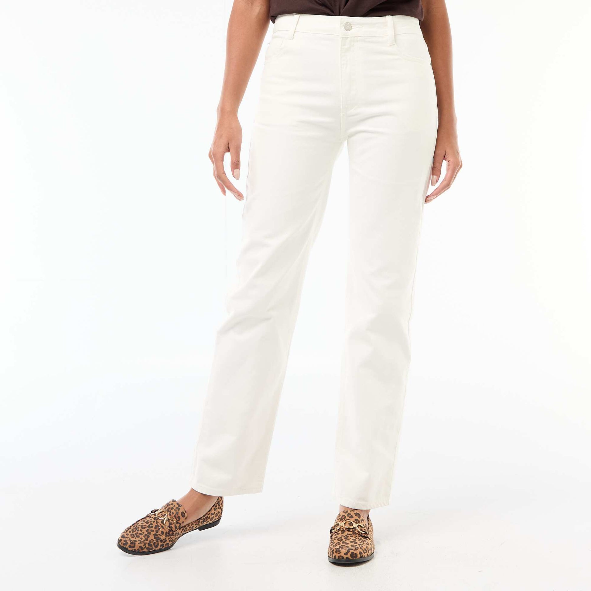 Jean straight denim en coton BLANC