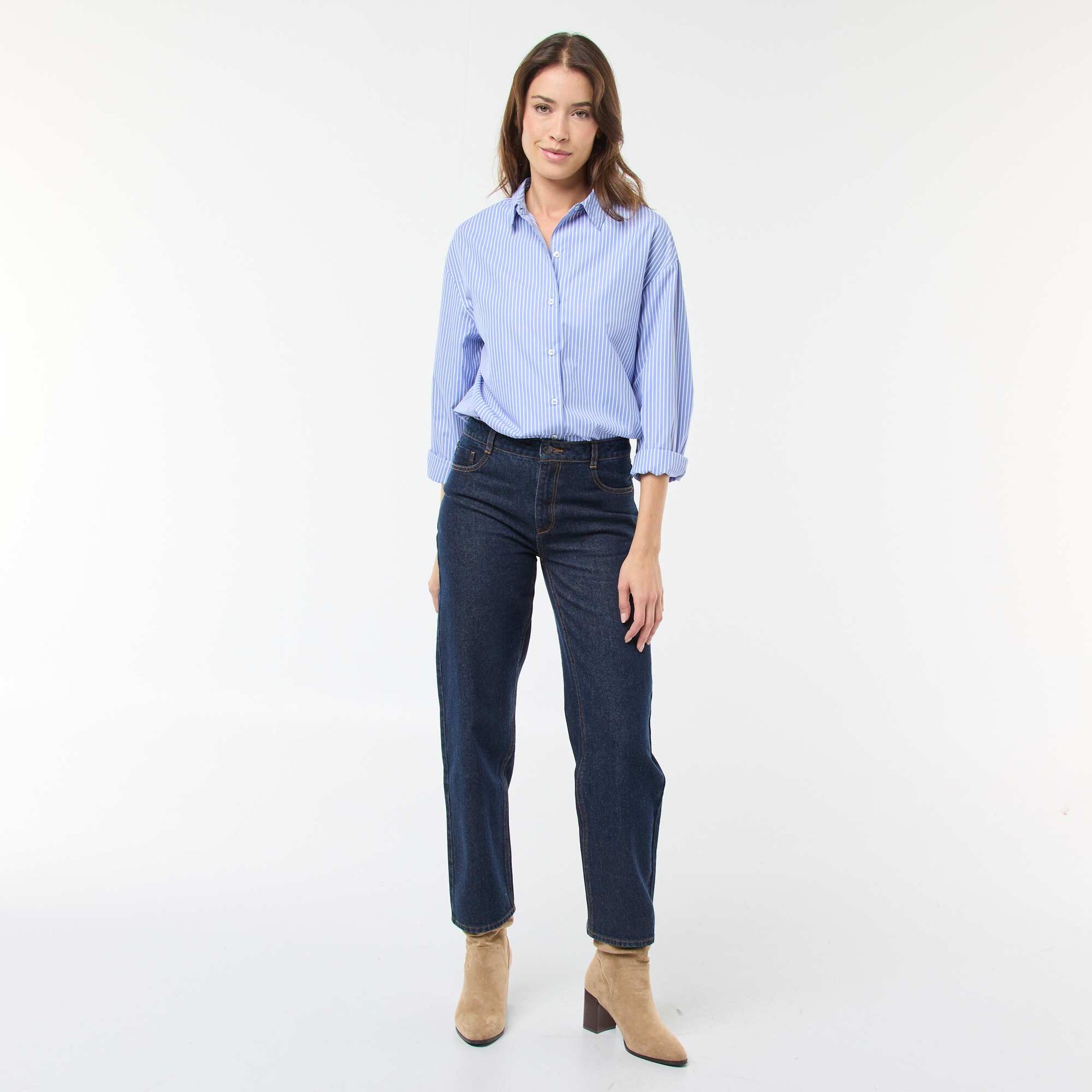 Jean straight regular fit en coton - L28 BLEU