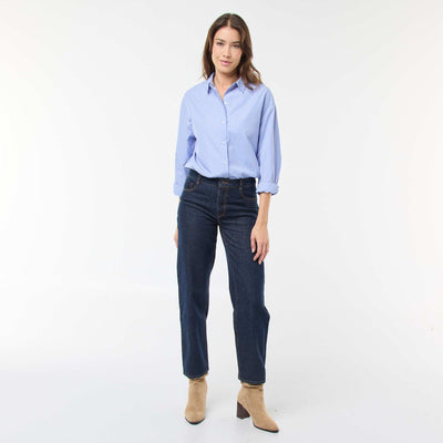 Jean straight regular fit en coton - L28 BLEU