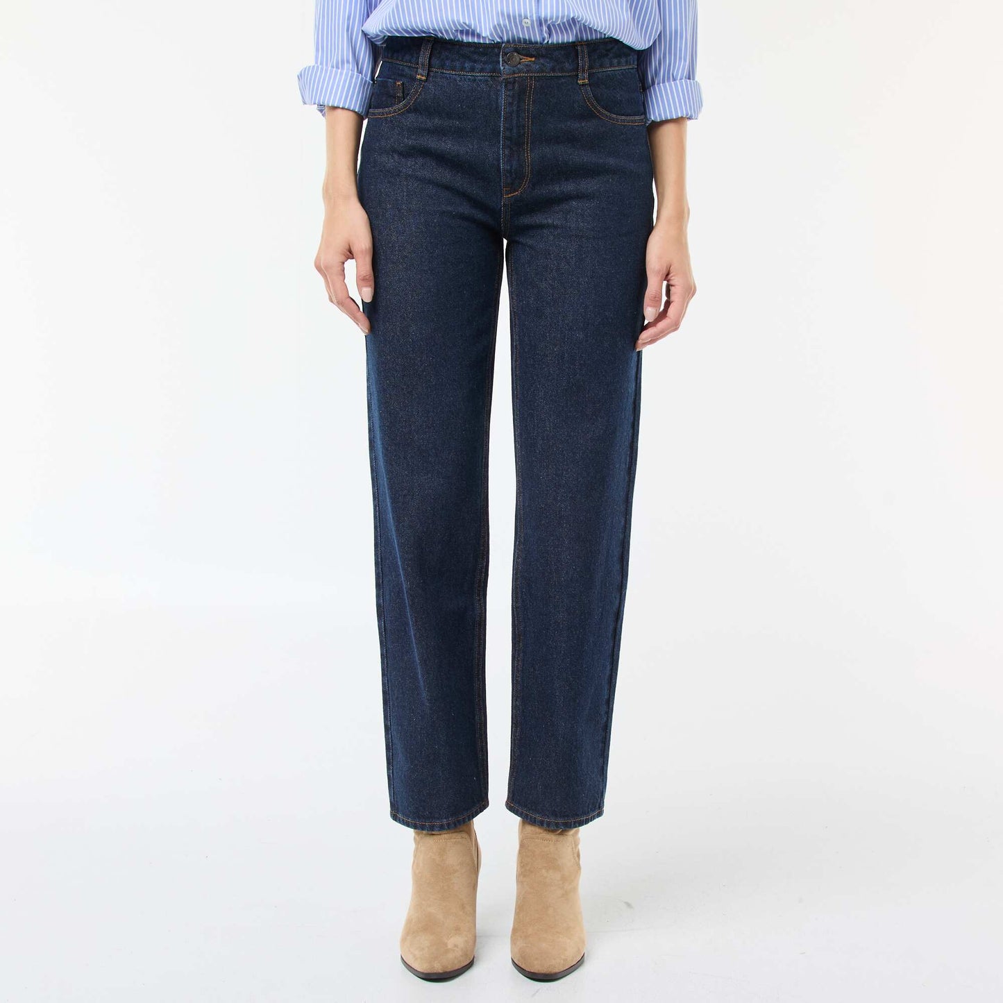 Jean straight regular fit en coton - L28 BLEU