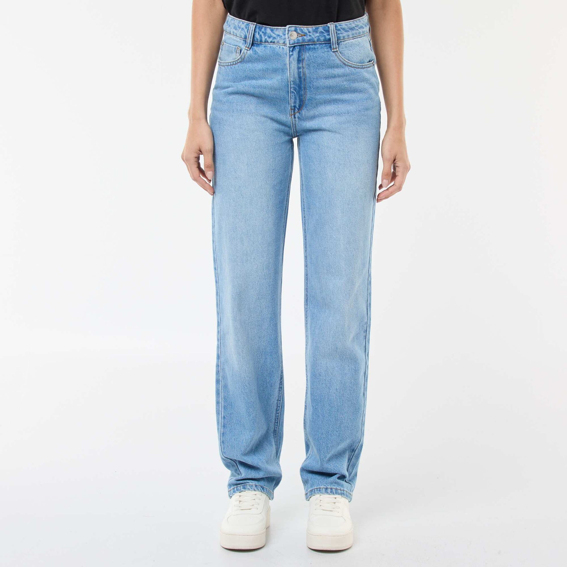 Jean straight / coupe droite à taille haute - L32 BLEU