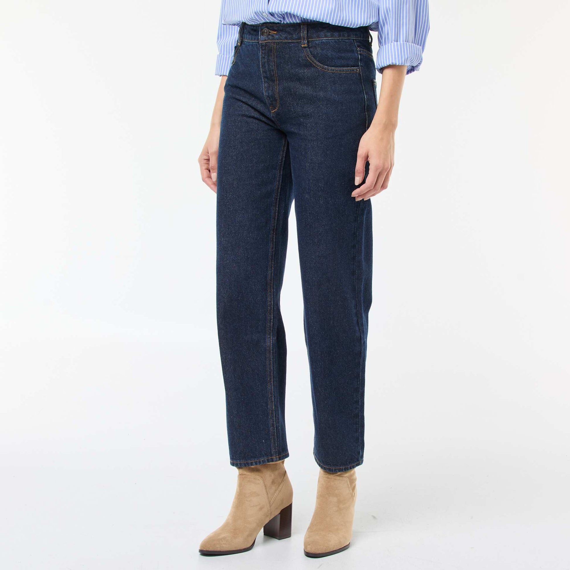 Jean straight / coupe droite à taille haute - L32 BLEU