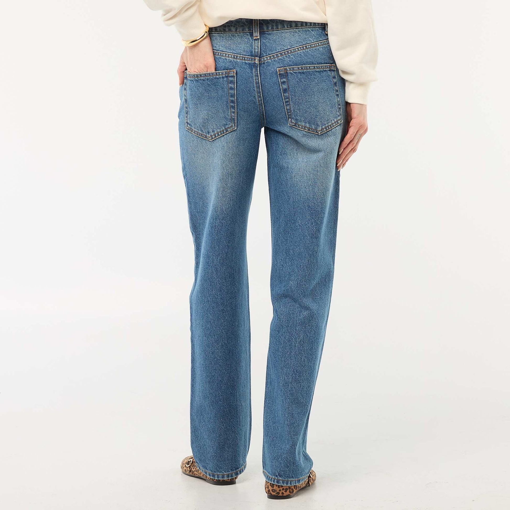 Jean straight / coupe droite à taille haute - L32 BLEU