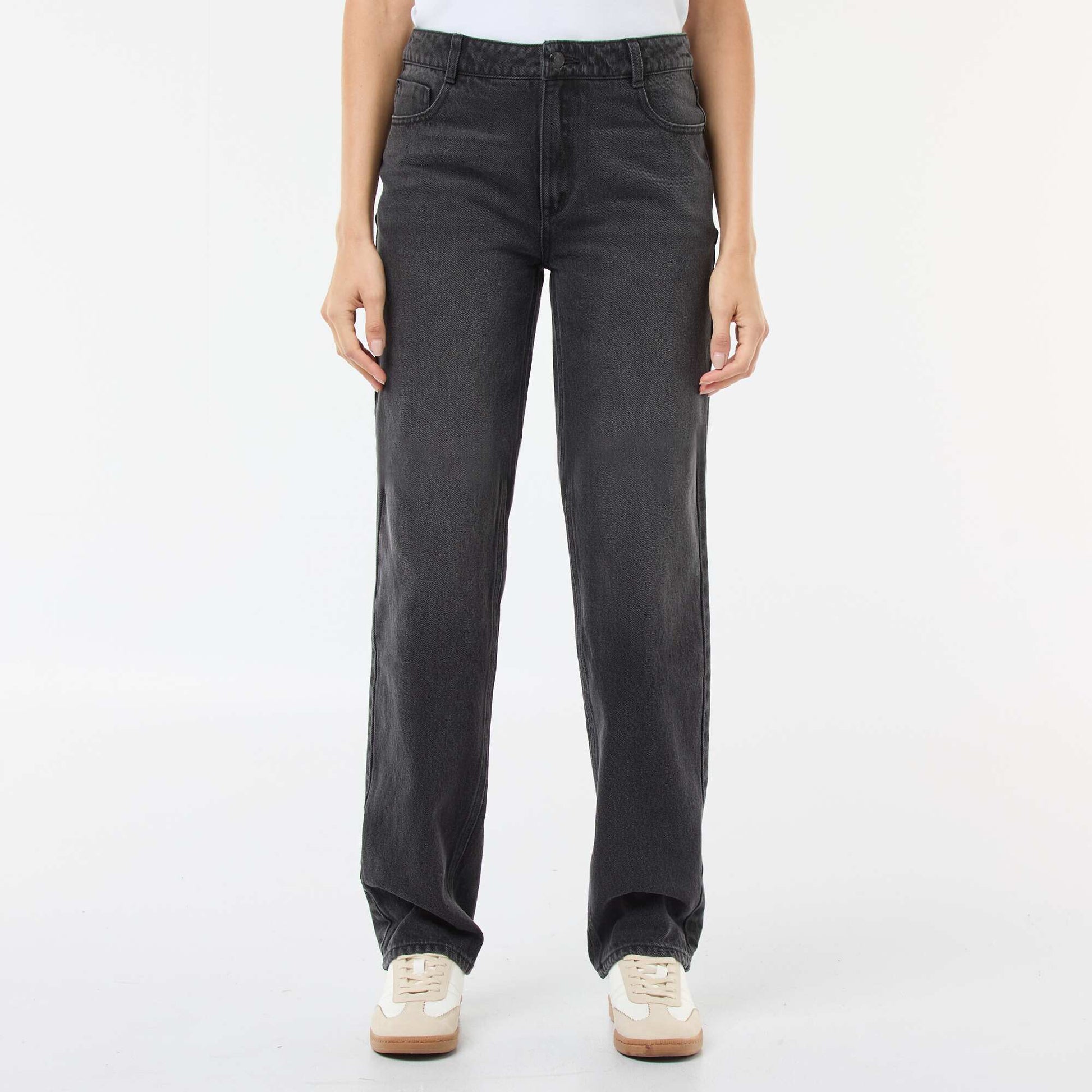 Pantalon denim regular en coton - L34 NOIR