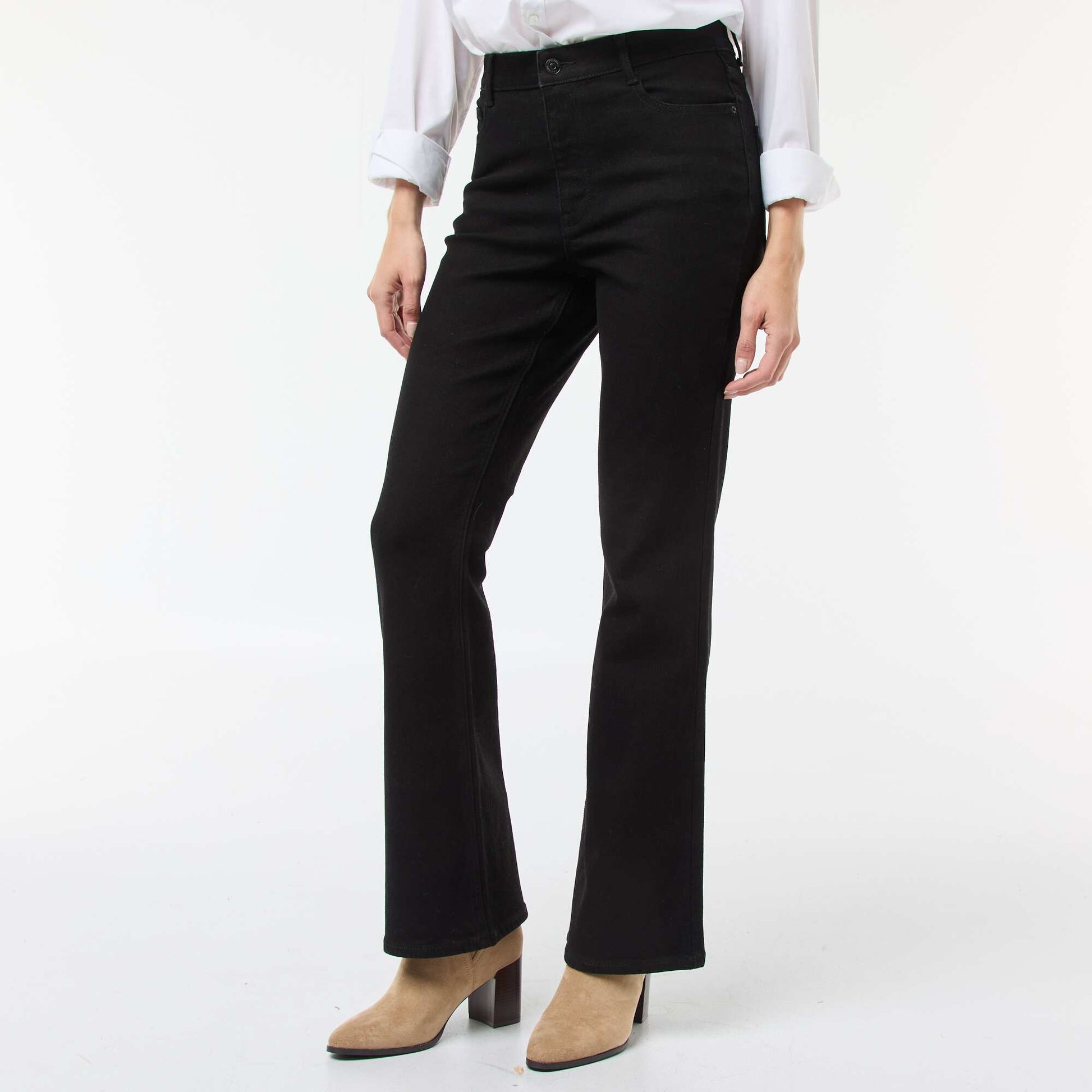 Jean coupe flare/bootcut à taille haute NOIR