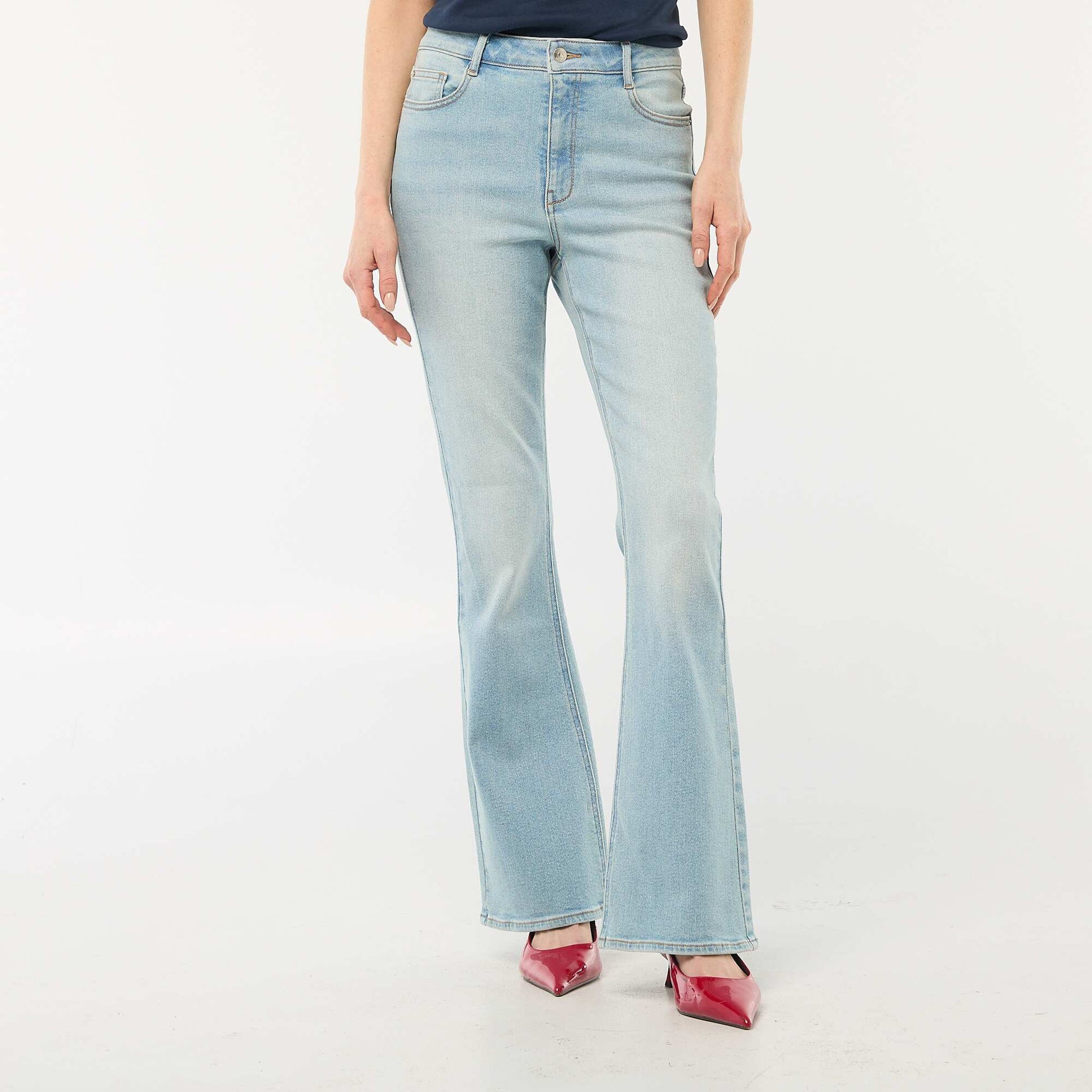 Jean coupe flare/bootcut à taille haute BLEU