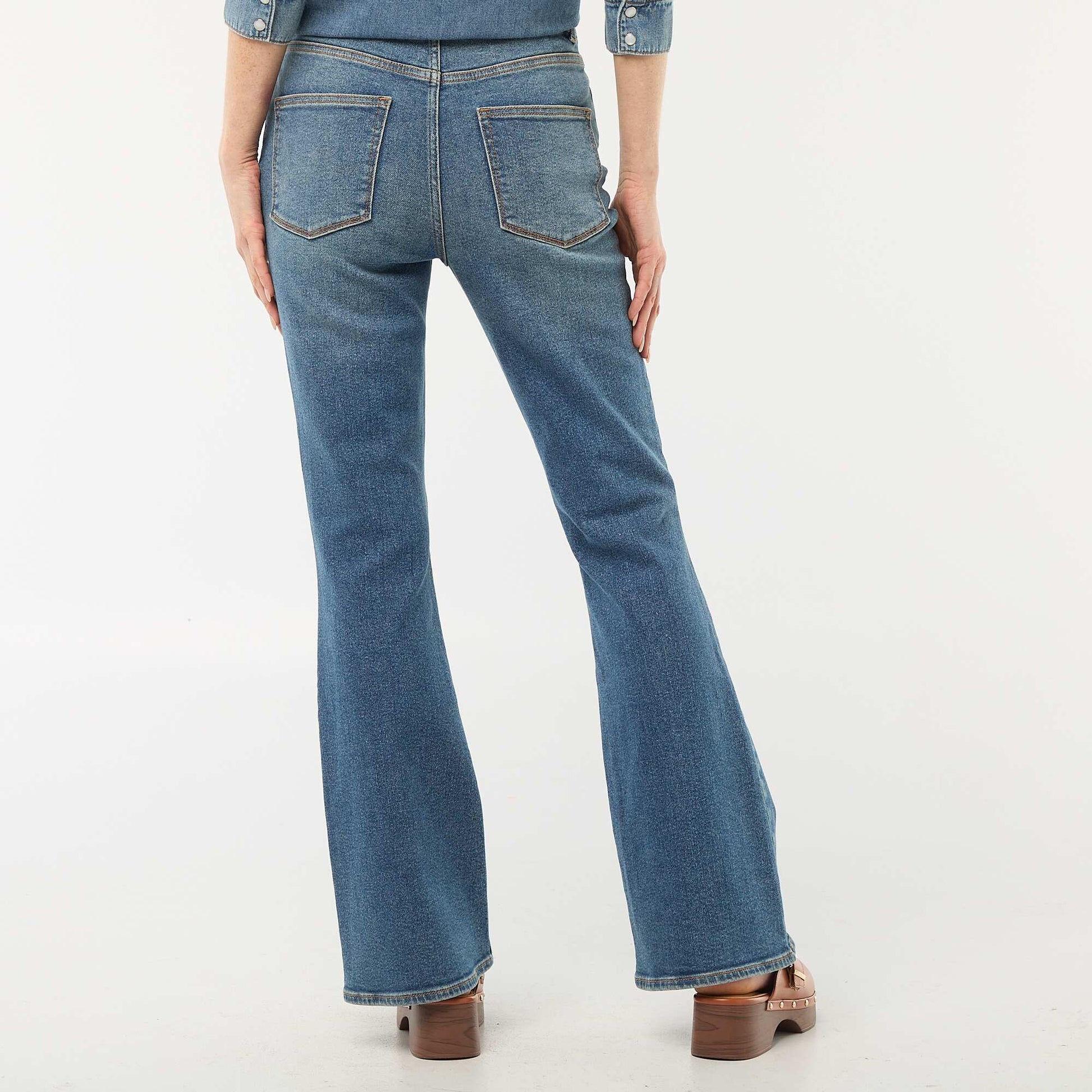 Jean coupe flare/bootcut à taille haute BLEU