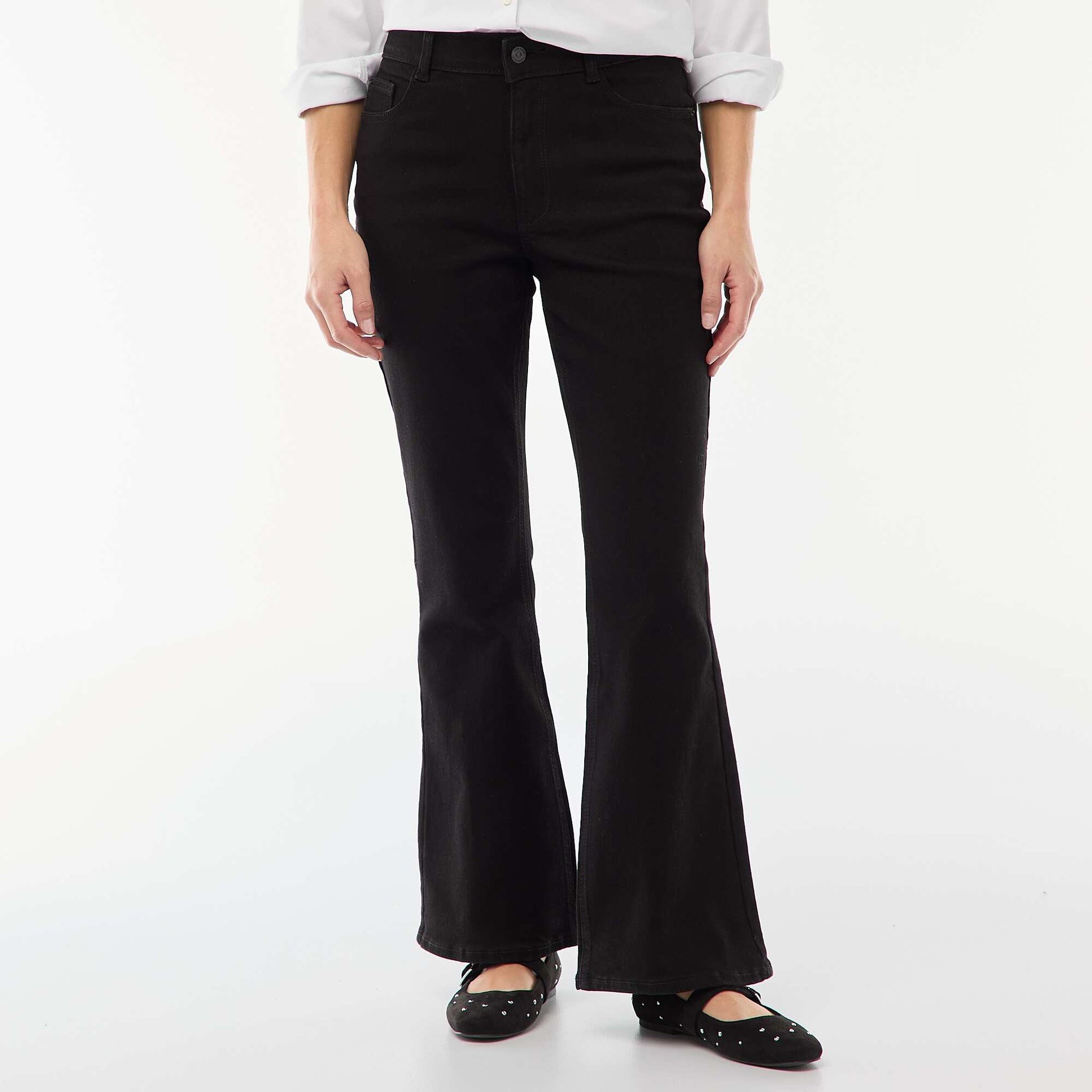 Jean taille haute coupe flare/bootcut - L28 NOIR