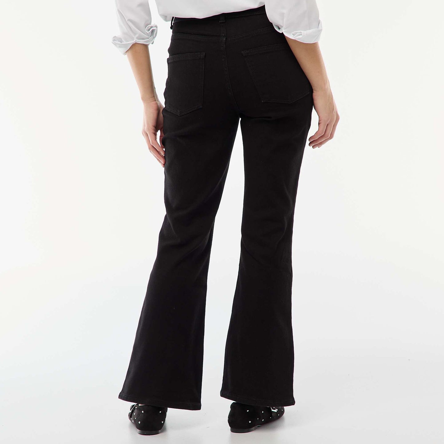 Jean taille haute coupe flare/bootcut  - L28 NOIR