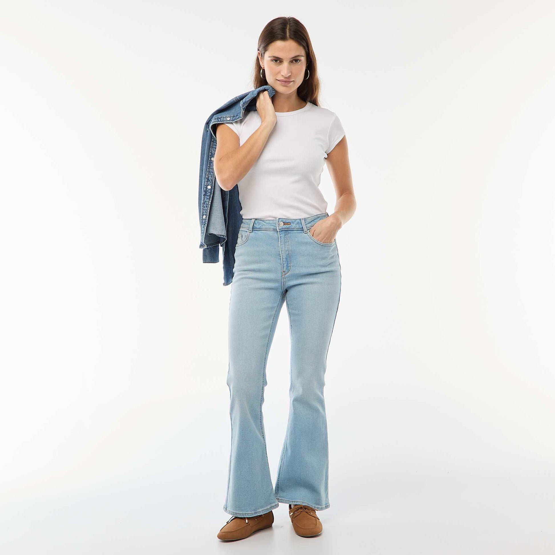 Jean taille haute coupe flare/bootcut - L28 BLEU