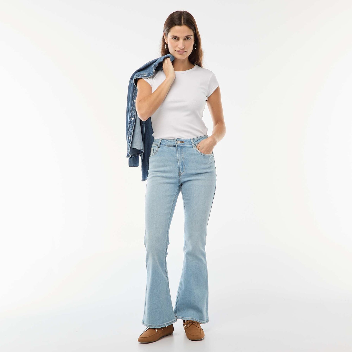 Jean taille haute coupe flare/bootcut  - L28 BLEU