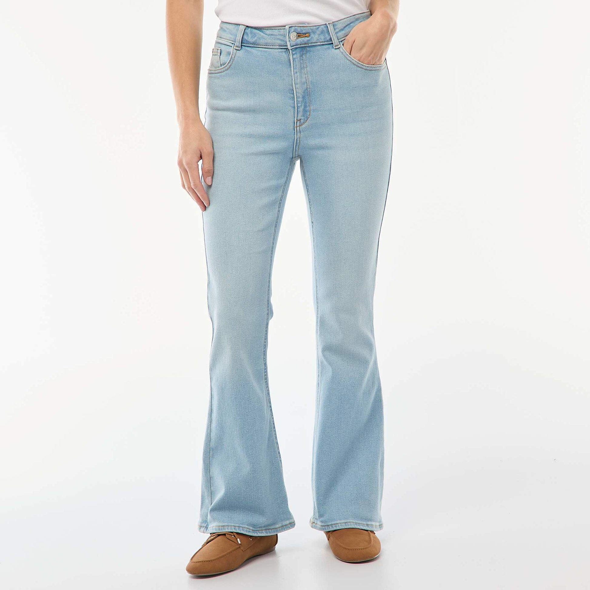 Jean taille haute coupe flare/bootcut - L28 BLEU