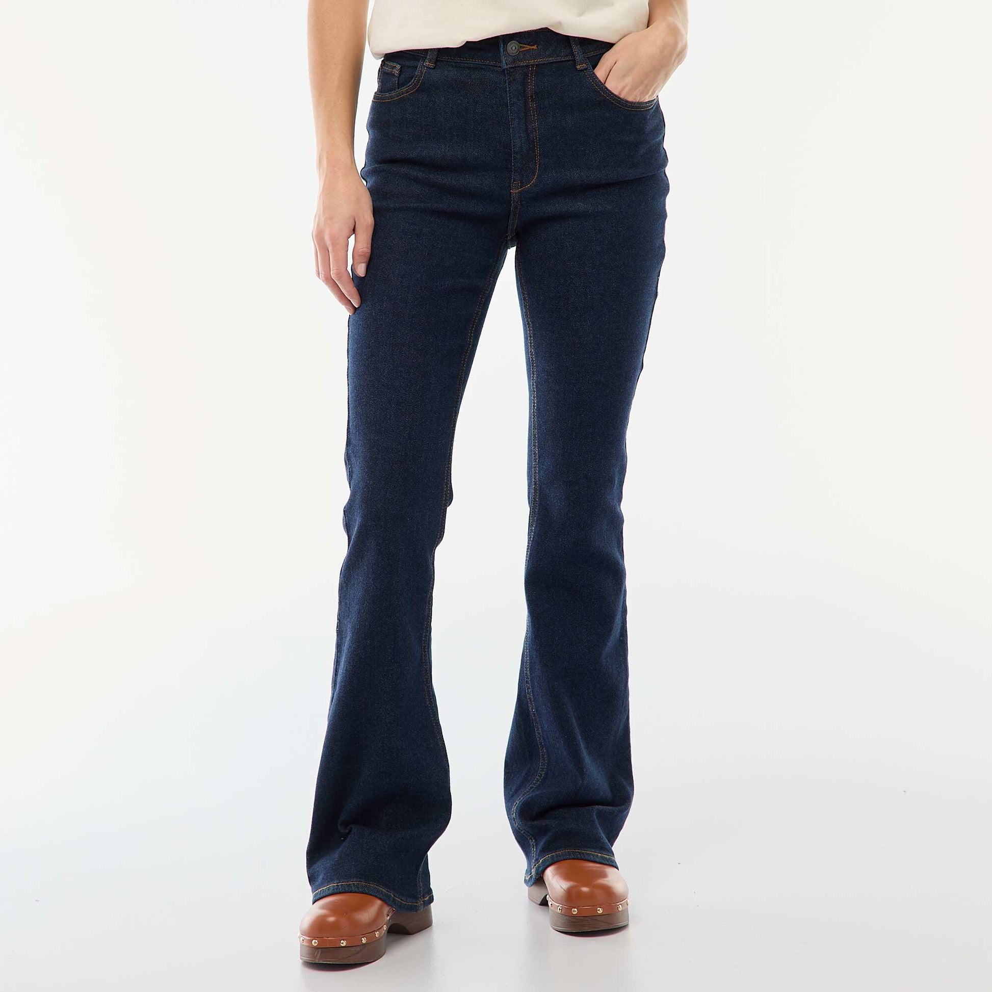 Jean taille haute coupe flare/bootcut  - L28 BLEU