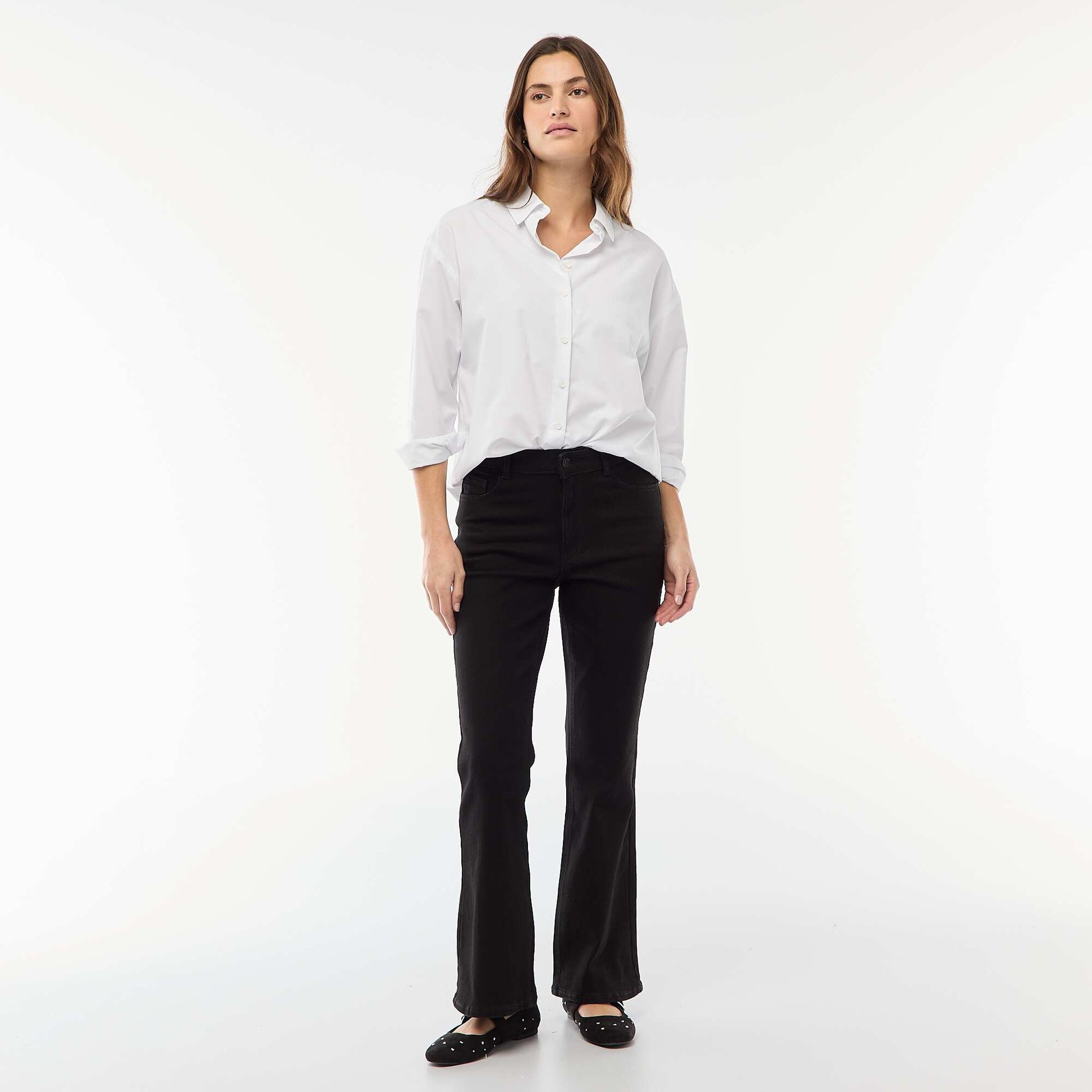 Jean taille haute coupe flare/bootcut - L32 NOIR