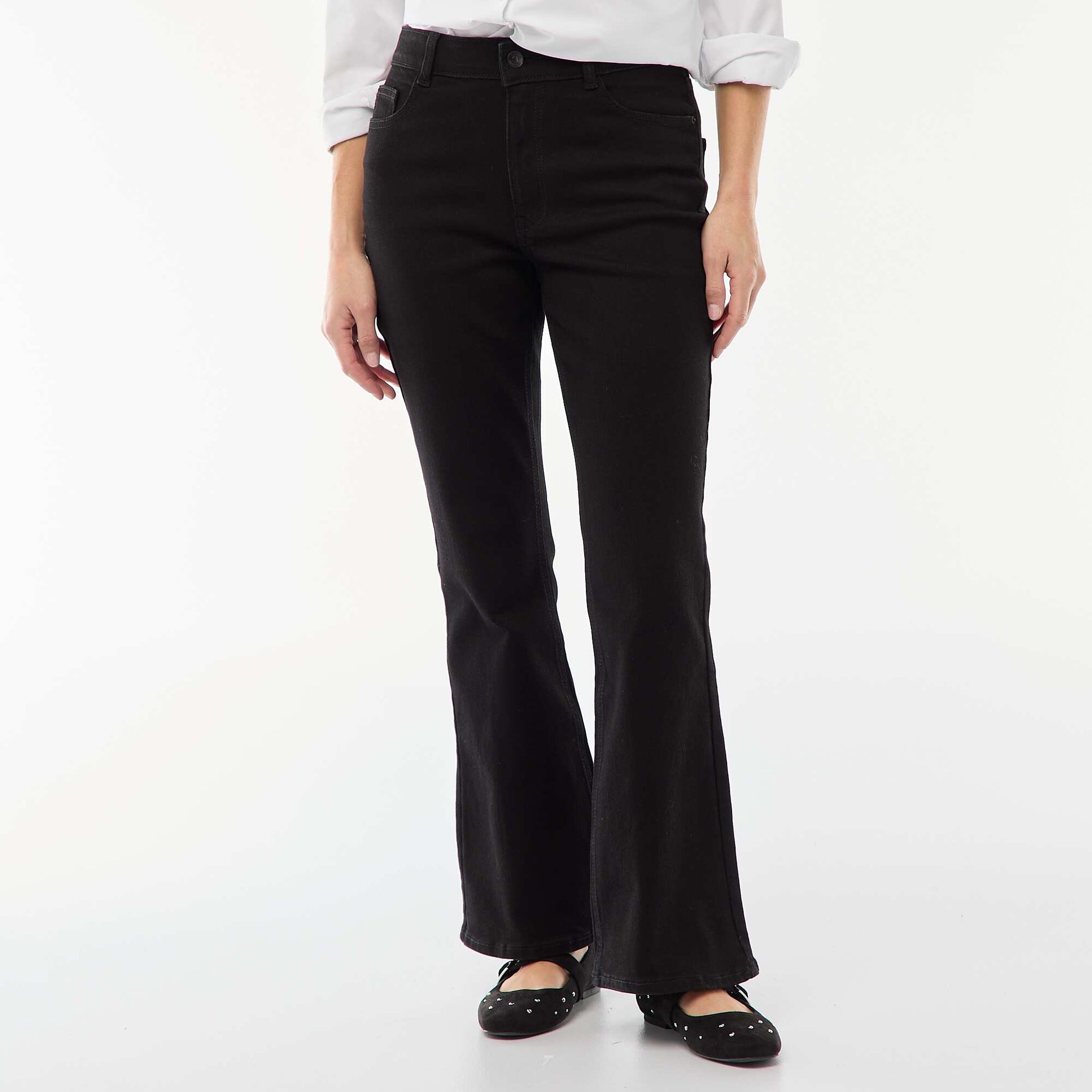 Jean taille haute coupe flare/bootcut - L32 NOIR