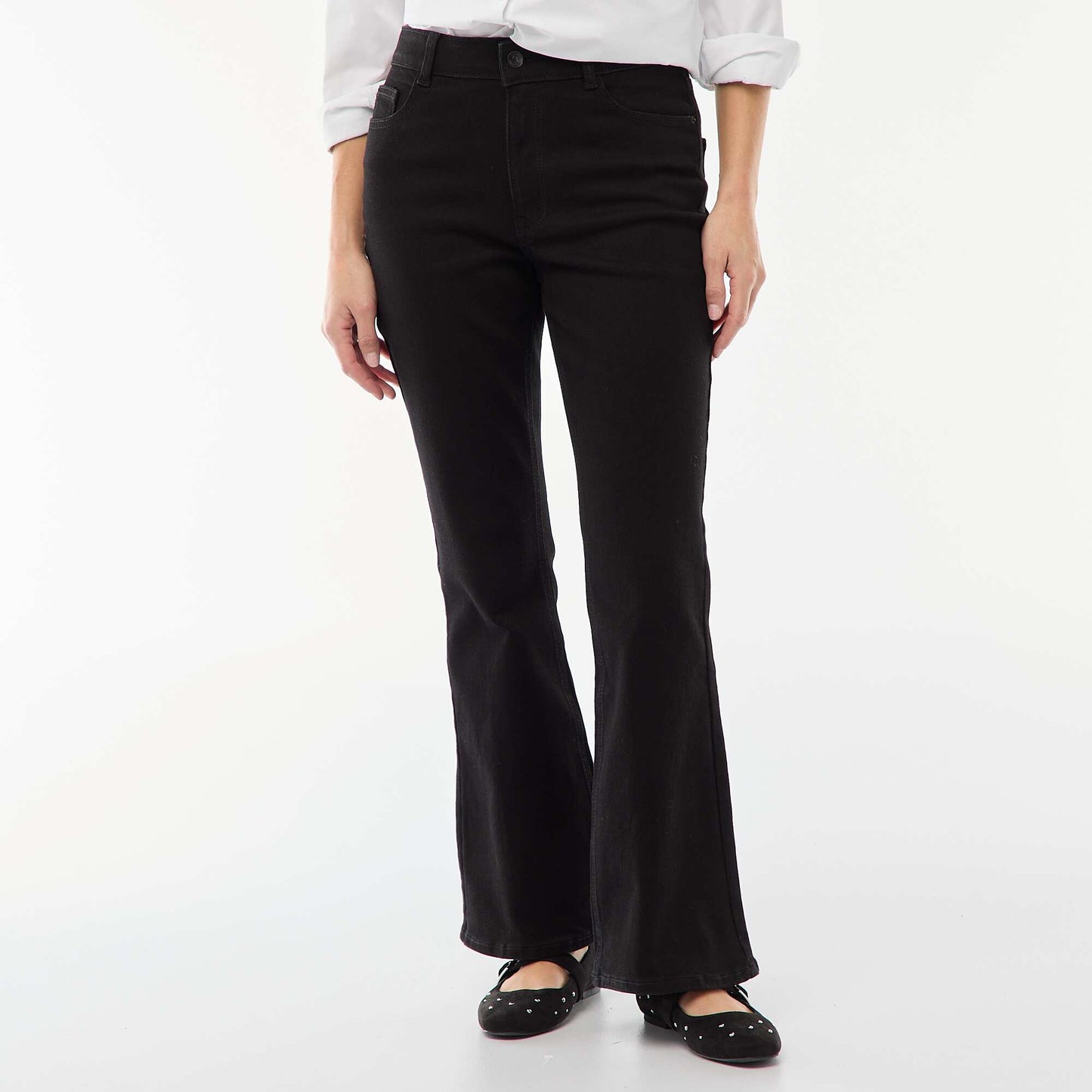 Jean taille haute coupe flare/bootcut - L32 NOIR
