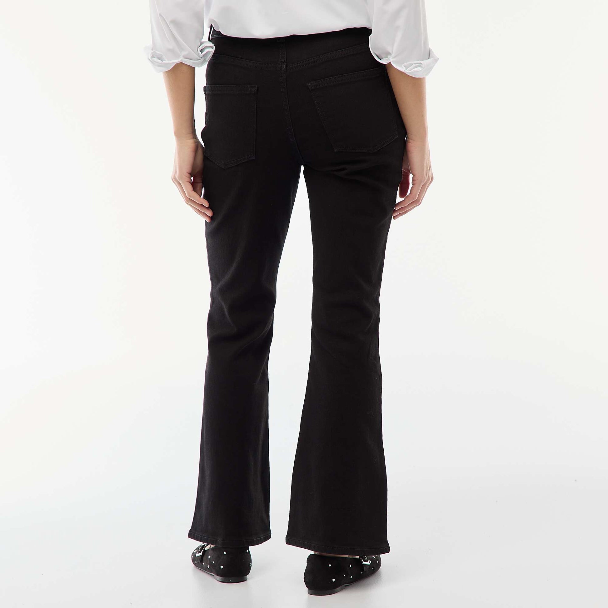 Jean taille haute coupe flare/bootcut - L32 NOIR