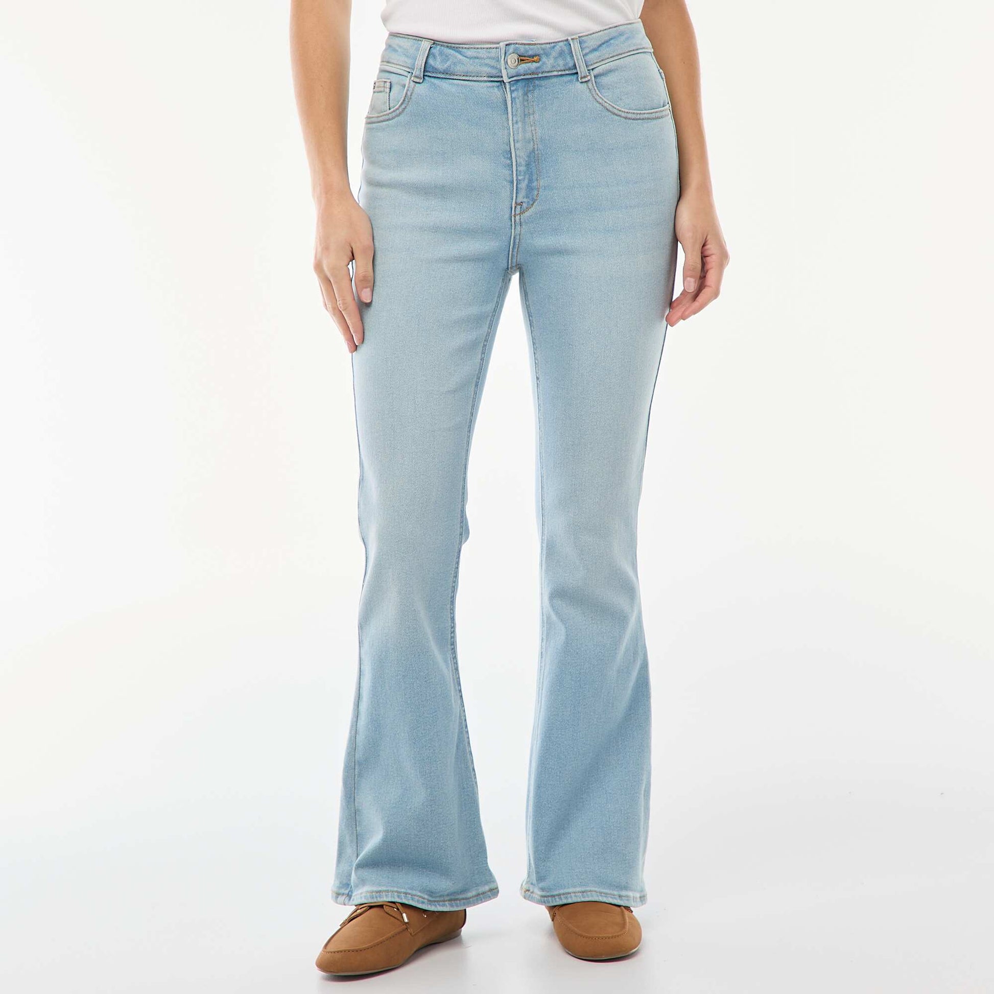 Jean taille haute coupe flare/bootcut - L32 BLEU