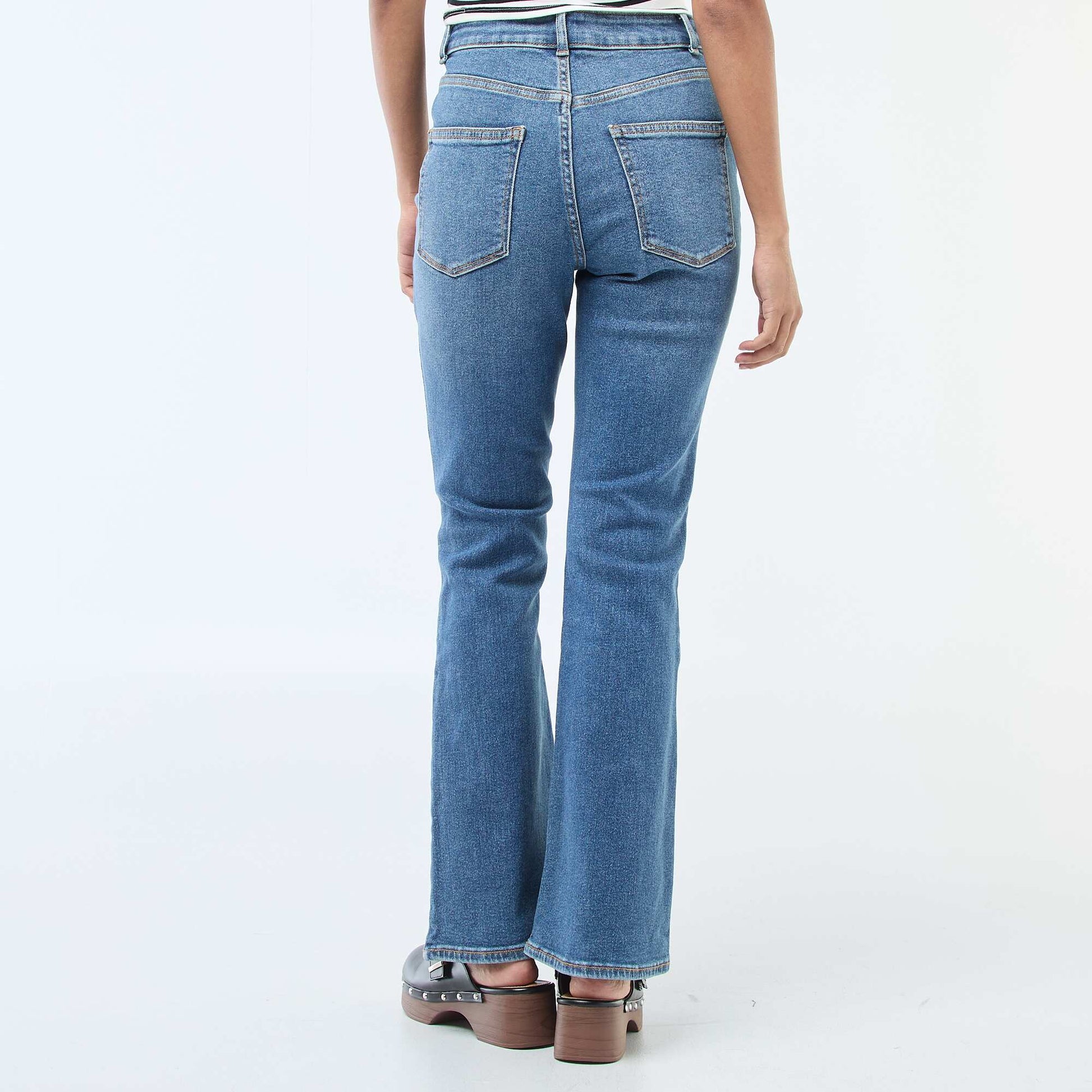 Jean taille haute coupe flare/bootcut - L32 BLEU