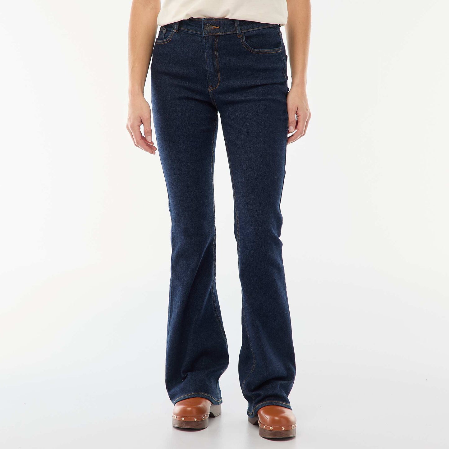 Jean taille haute coupe flare/bootcut - L32 BLEU