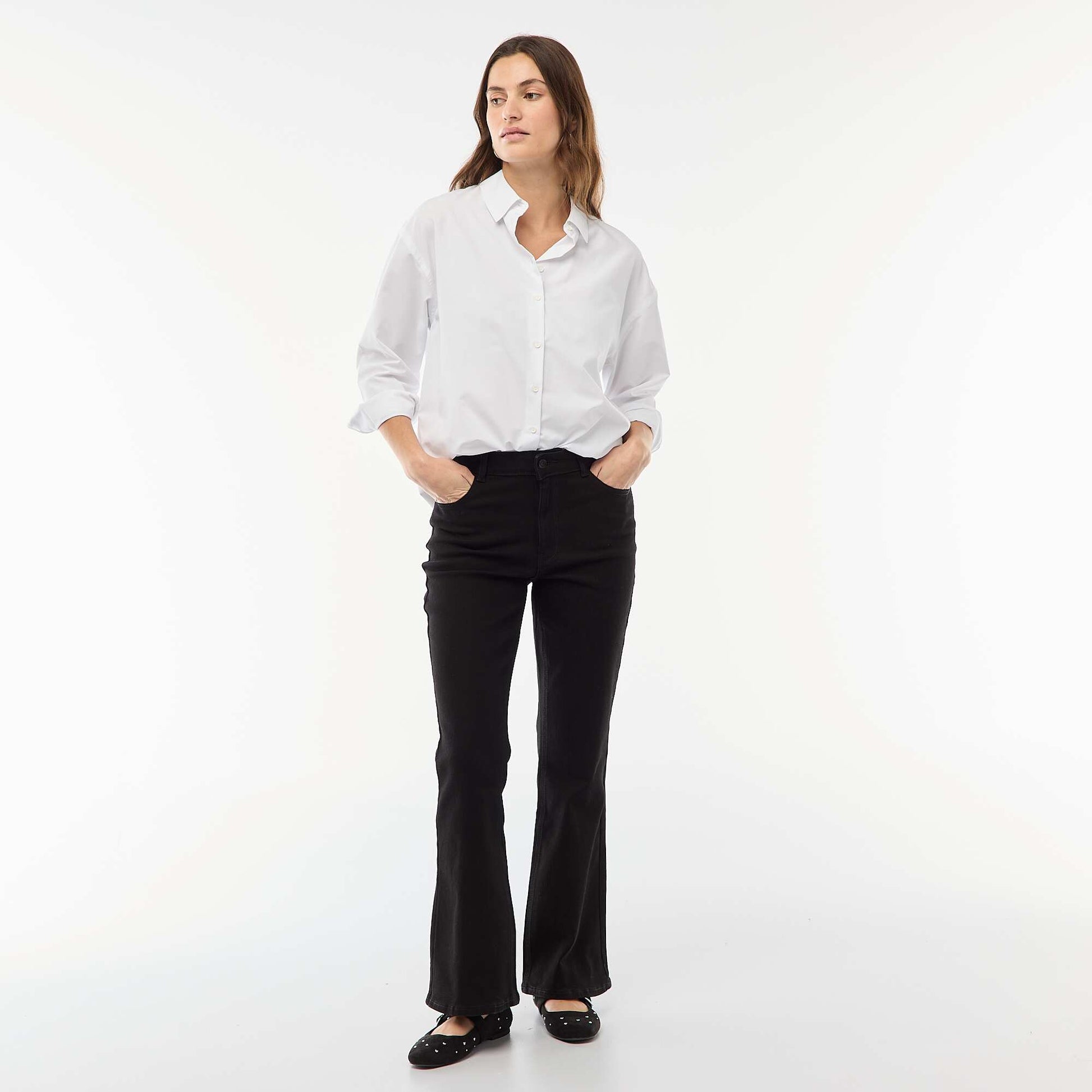 Jean taille haute coupe flare/bootcut - L34 NOIR