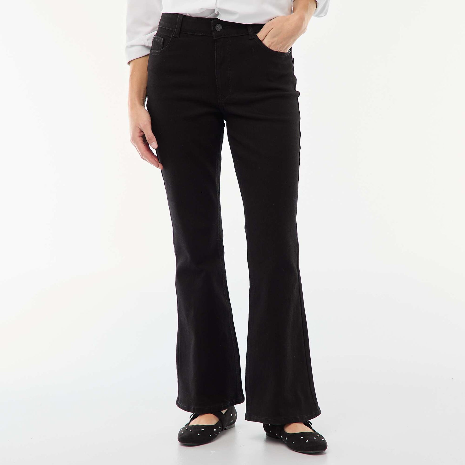 Jean taille haute coupe flare/bootcut - L34 NOIR