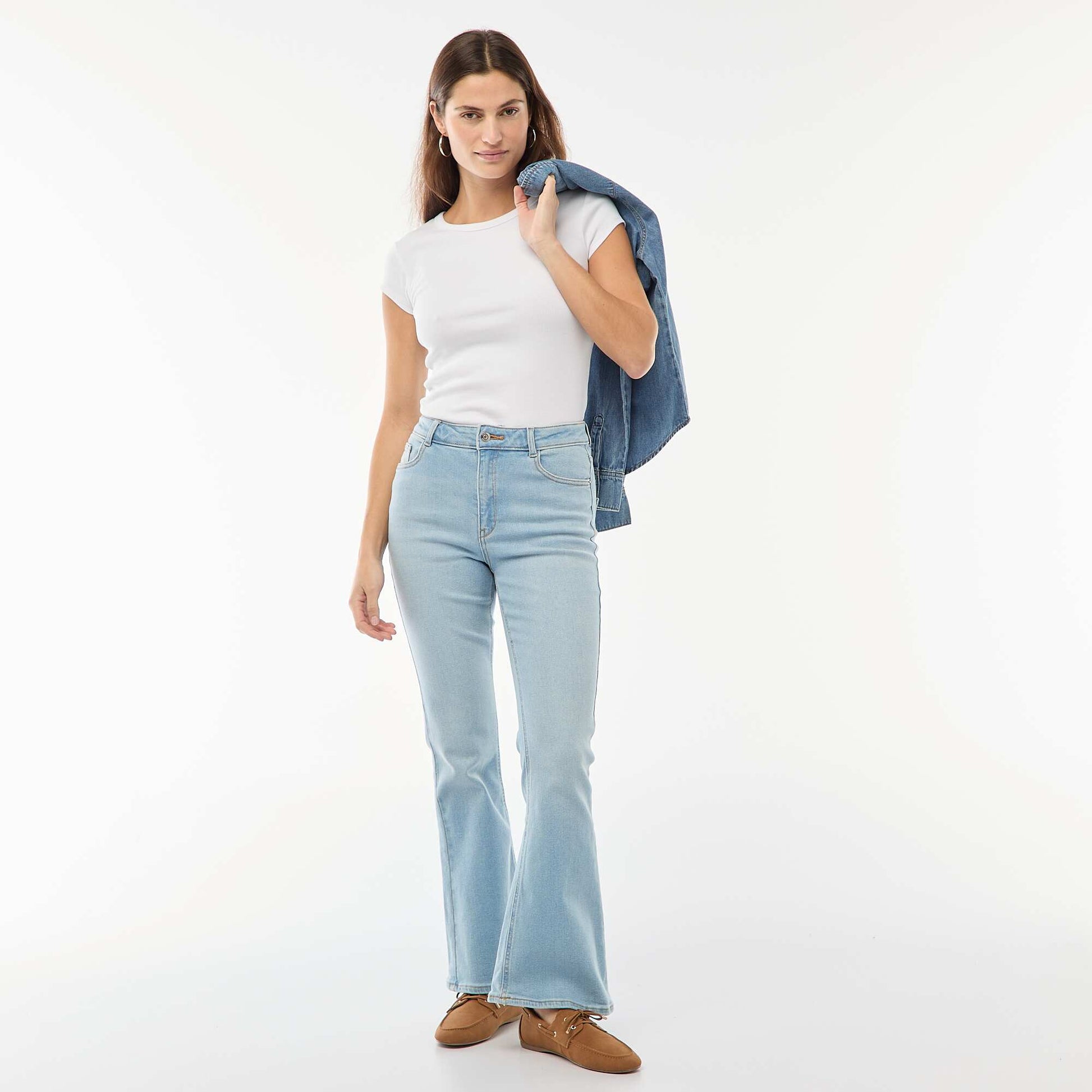 Jean taille haute coupe flare/bootcut - L34 BLEU