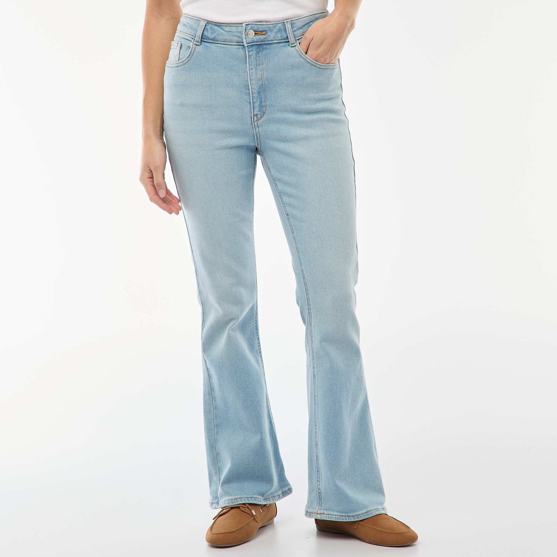 Jean taille haute coupe flare/bootcut - L34 BLEU