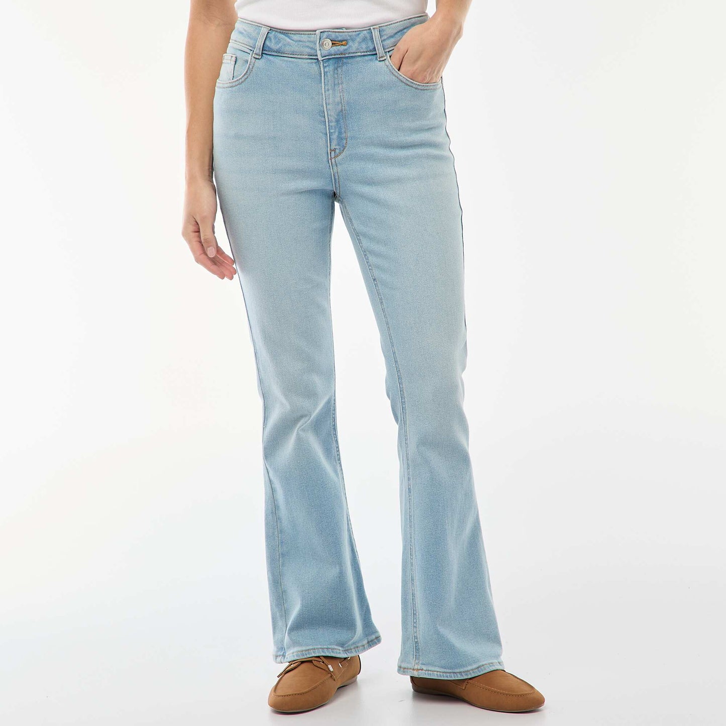 Jean taille haute coupe flare/bootcut - L34 BLEU