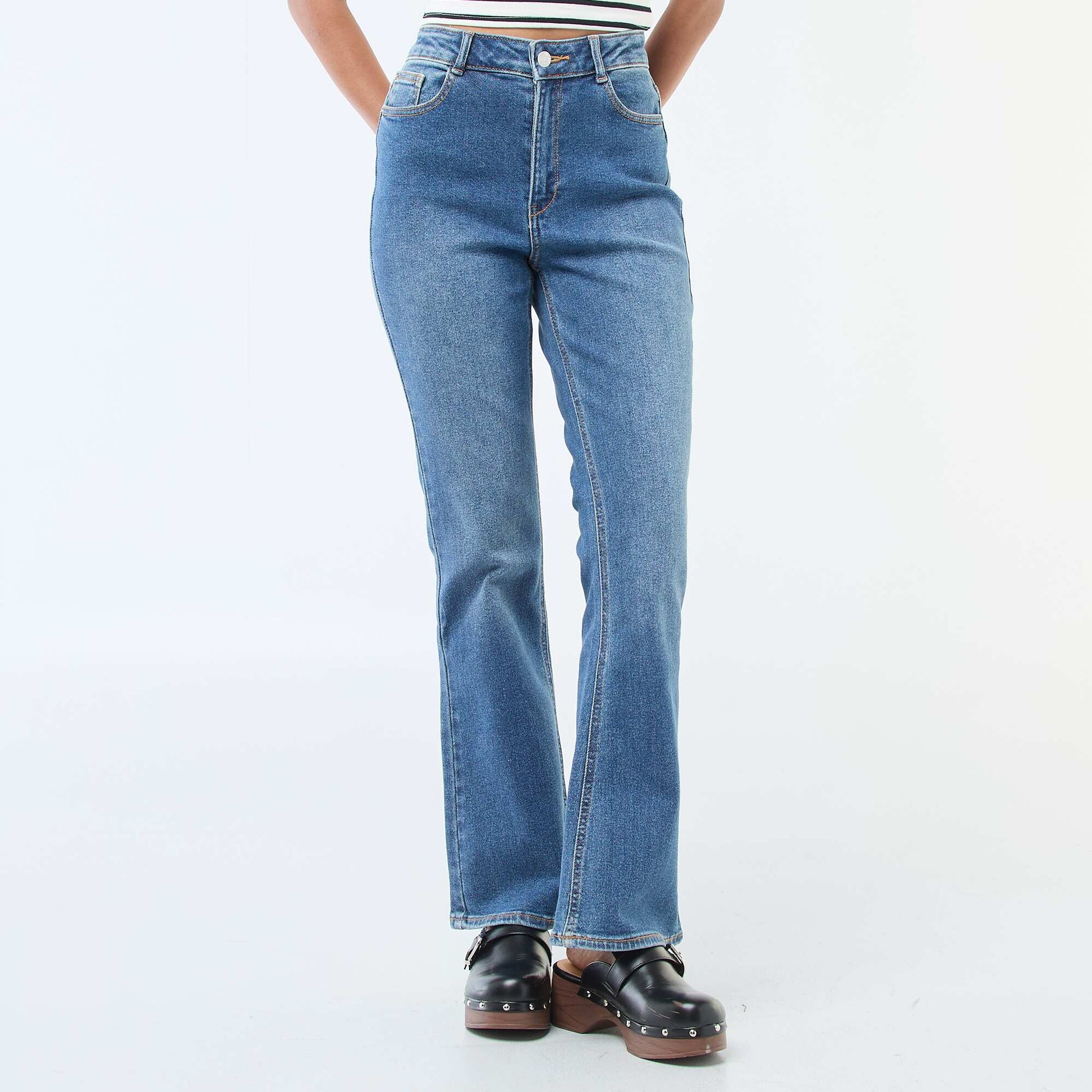 Jean taille haute coupe flare/bootcut - L34 BLEU