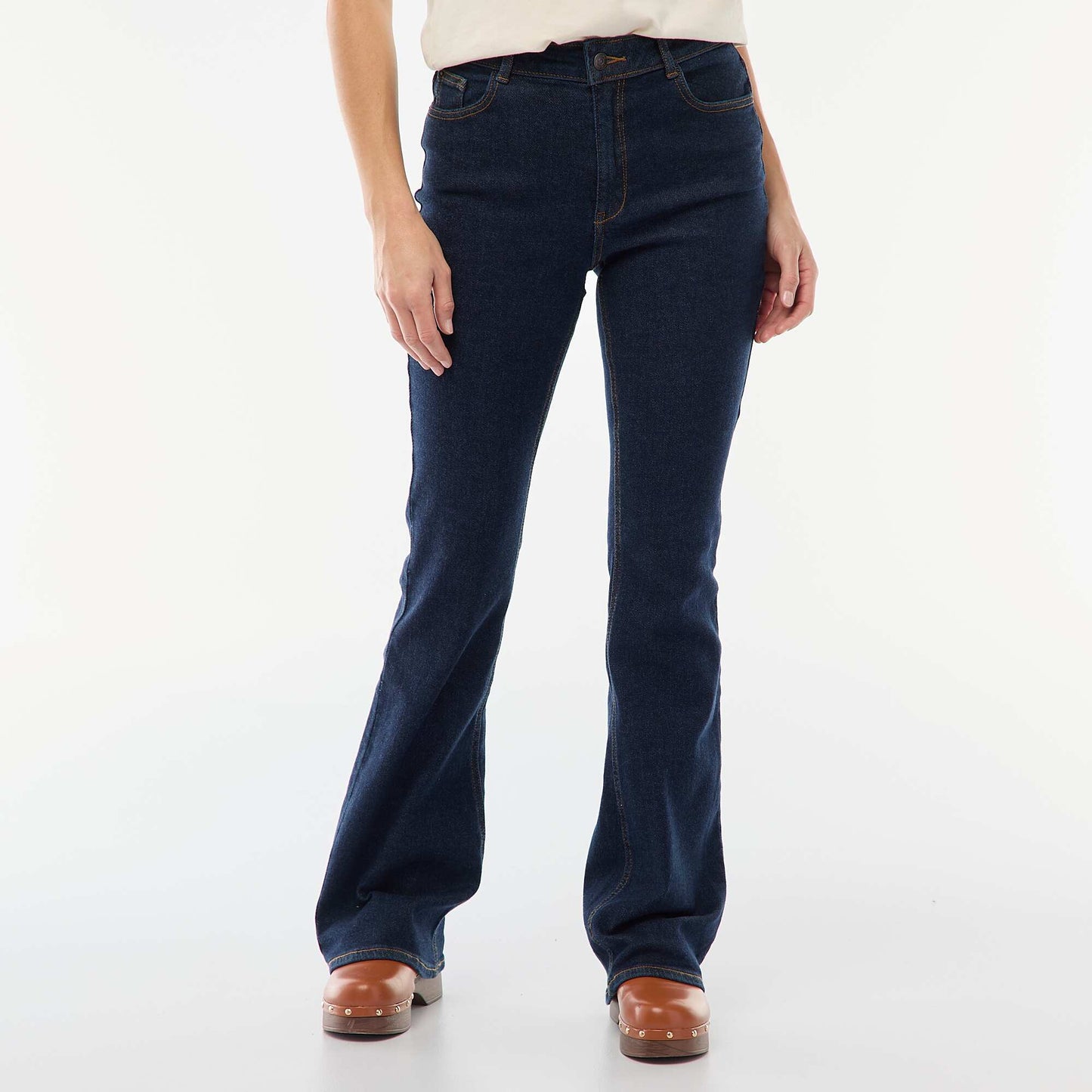 Jean taille haute coupe flare/bootcut - L34 BLEU