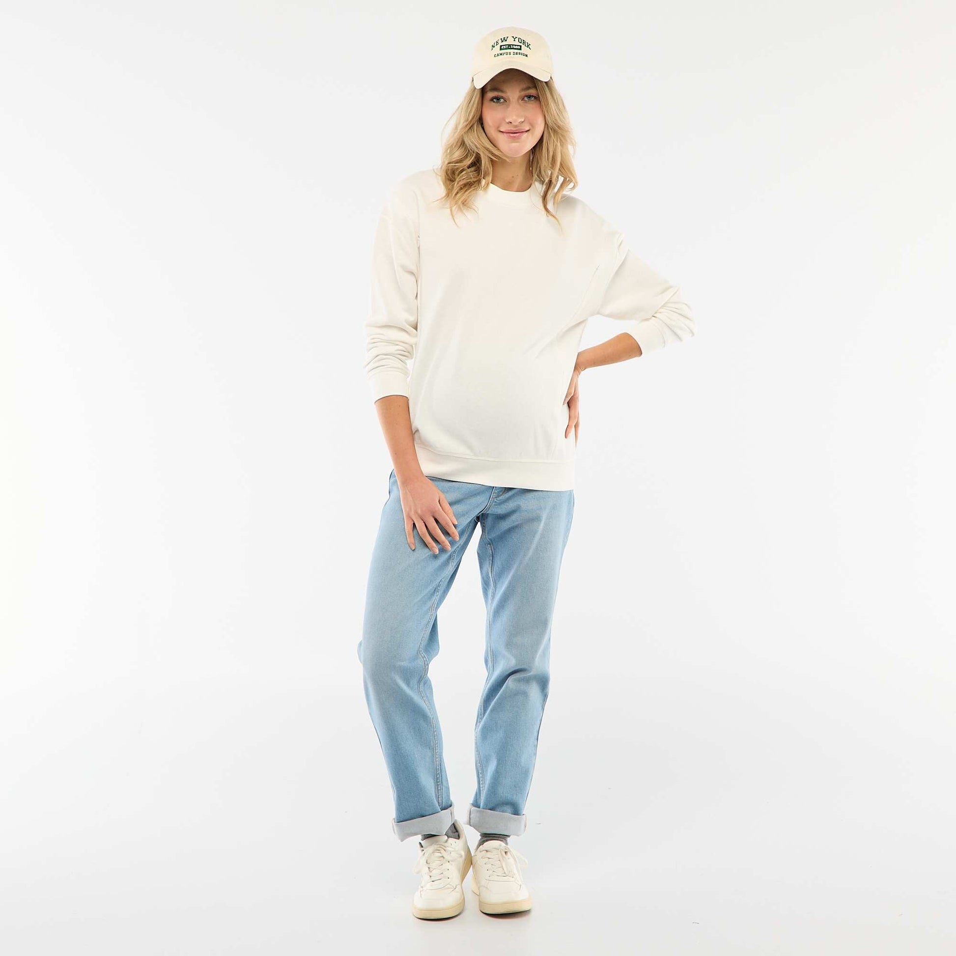 Pantalon grossesse avec ceinture stretch BLEU