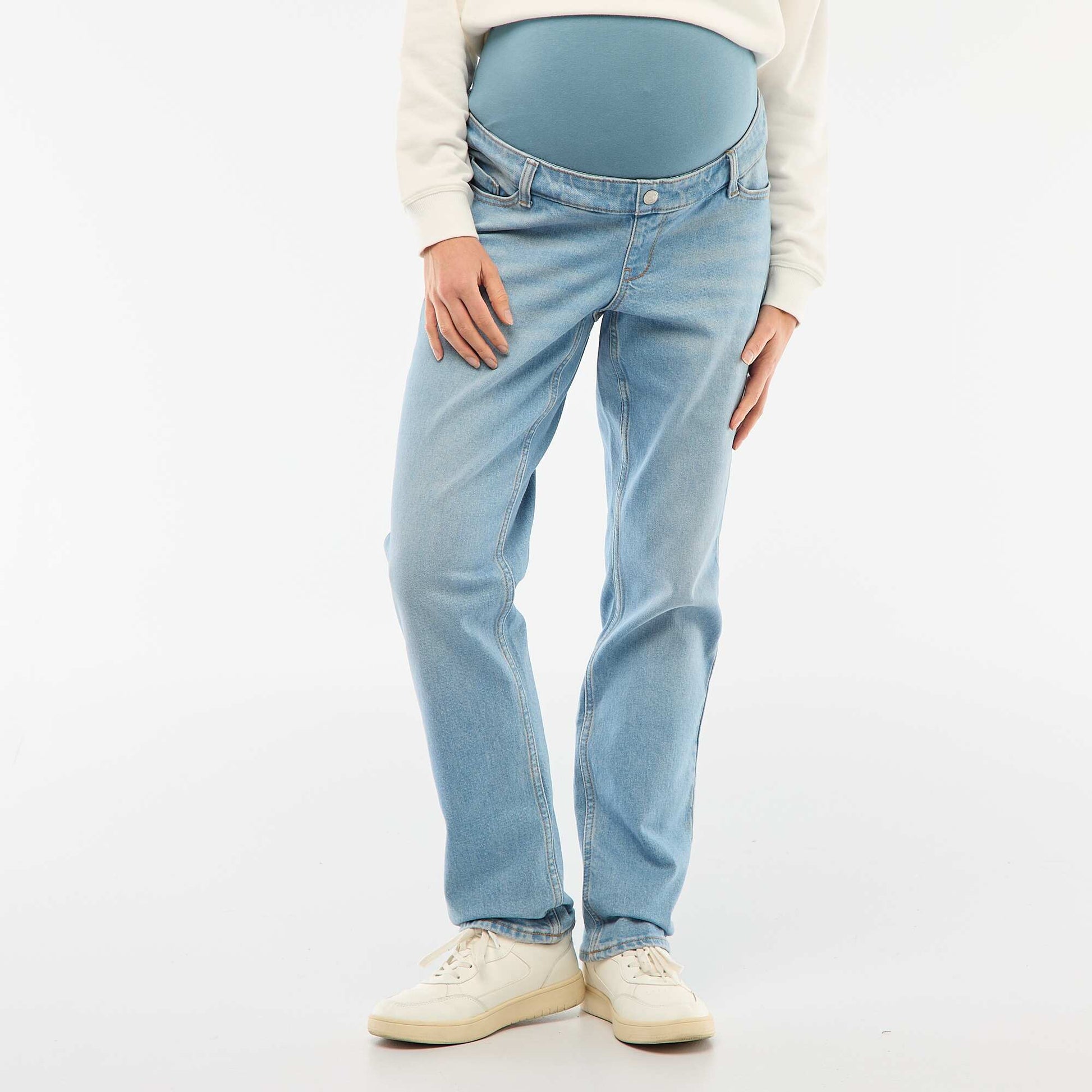 Pantalon grossesse avec ceinture stretch BLEU