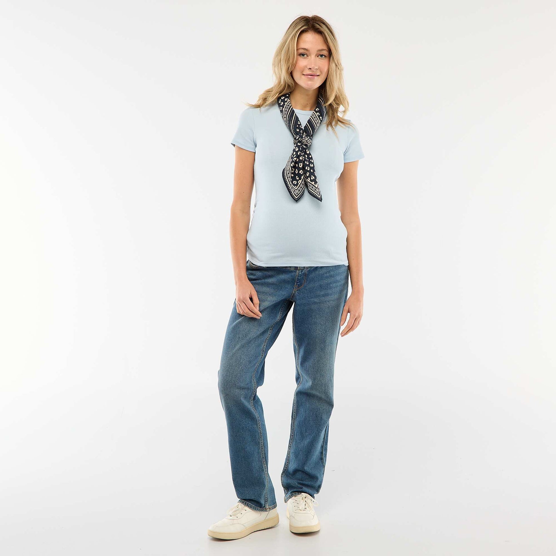Pantalon grossesse avec ceinture stretch BLEU