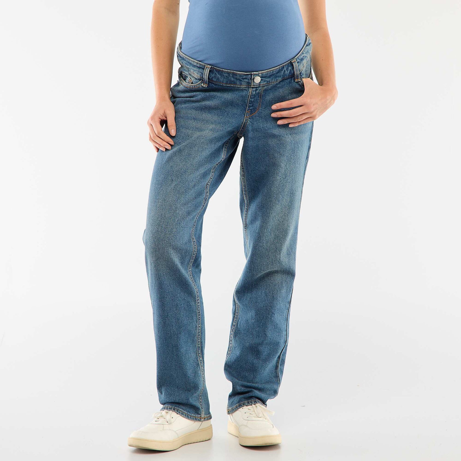 Pantalon grossesse avec ceinture stretch BLEU