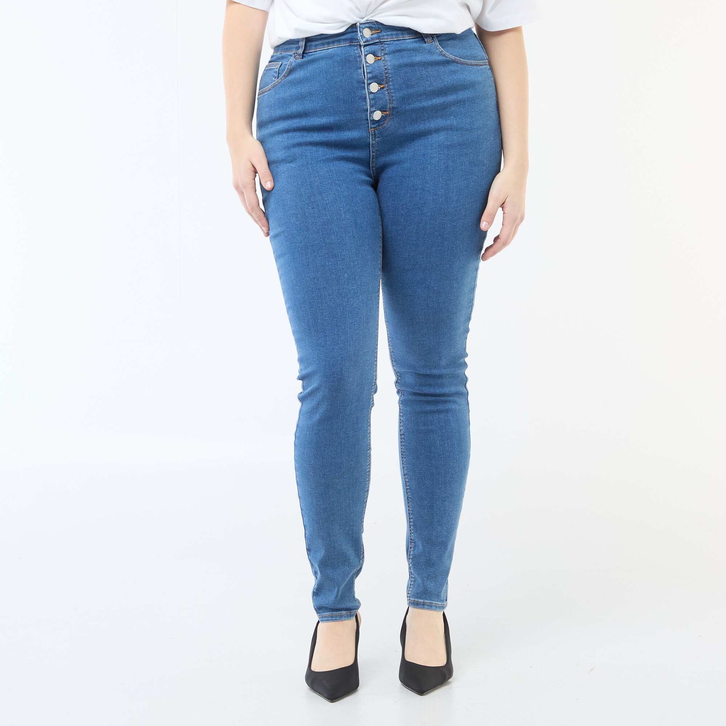 Pantalon skinny taille très haute - L30 BLEU