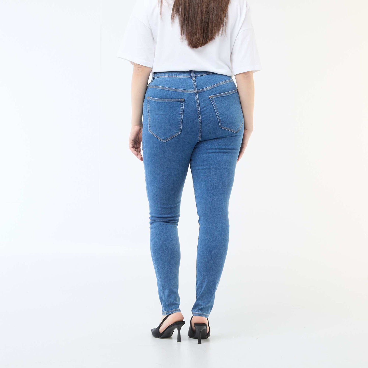 Pantalon skinny taille très haute - L30 BLEU
