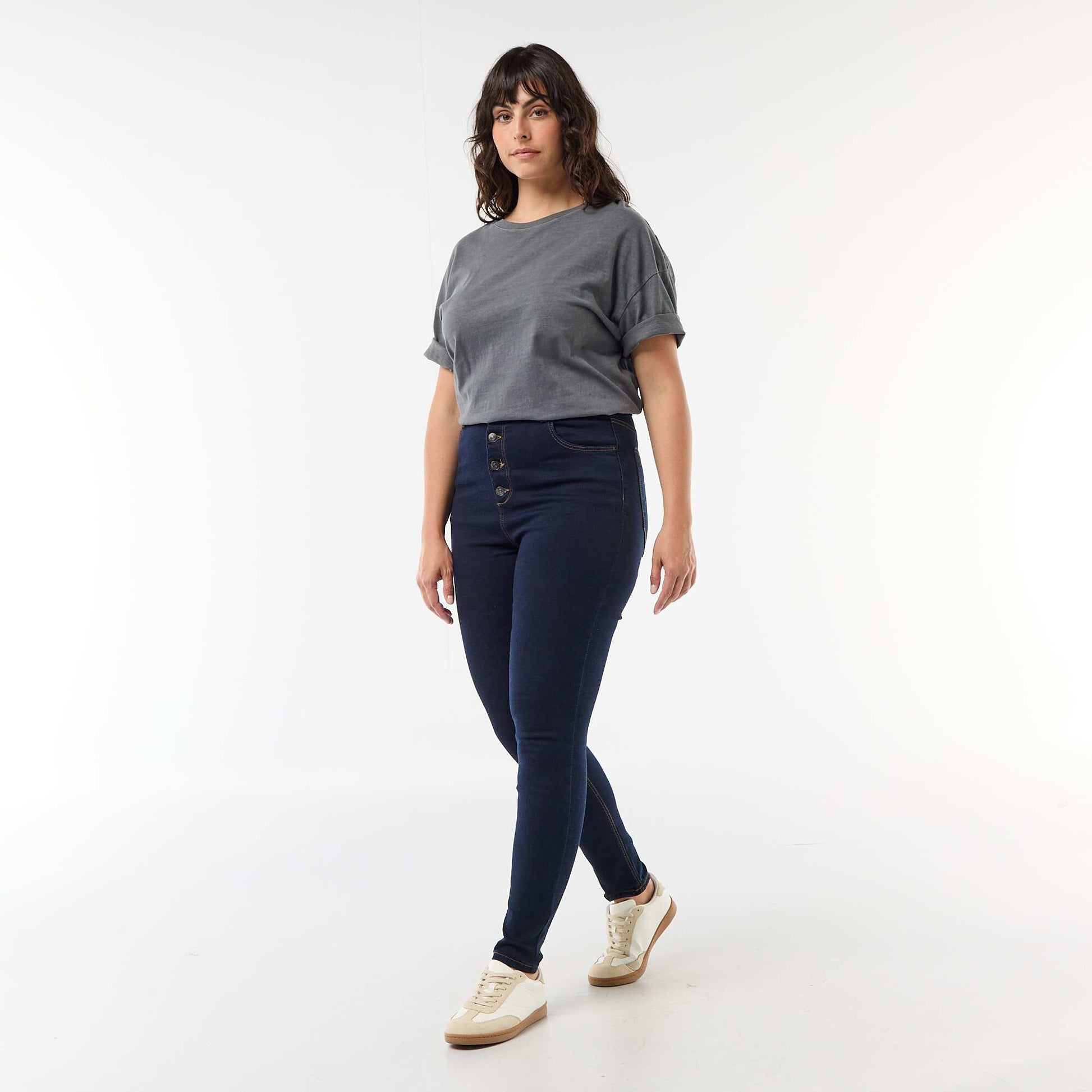 Pantalon skinny taille très haute - L30 BLEU