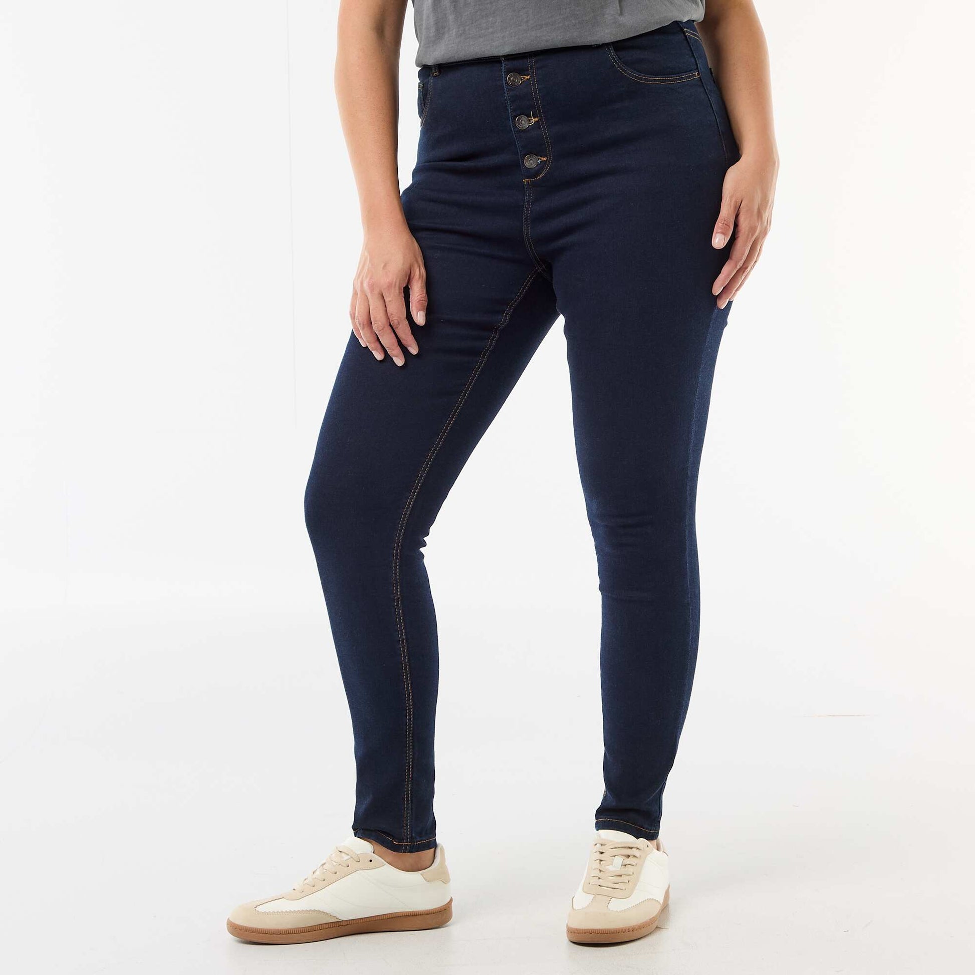 Pantalon skinny taille très haute - L30 BLEU