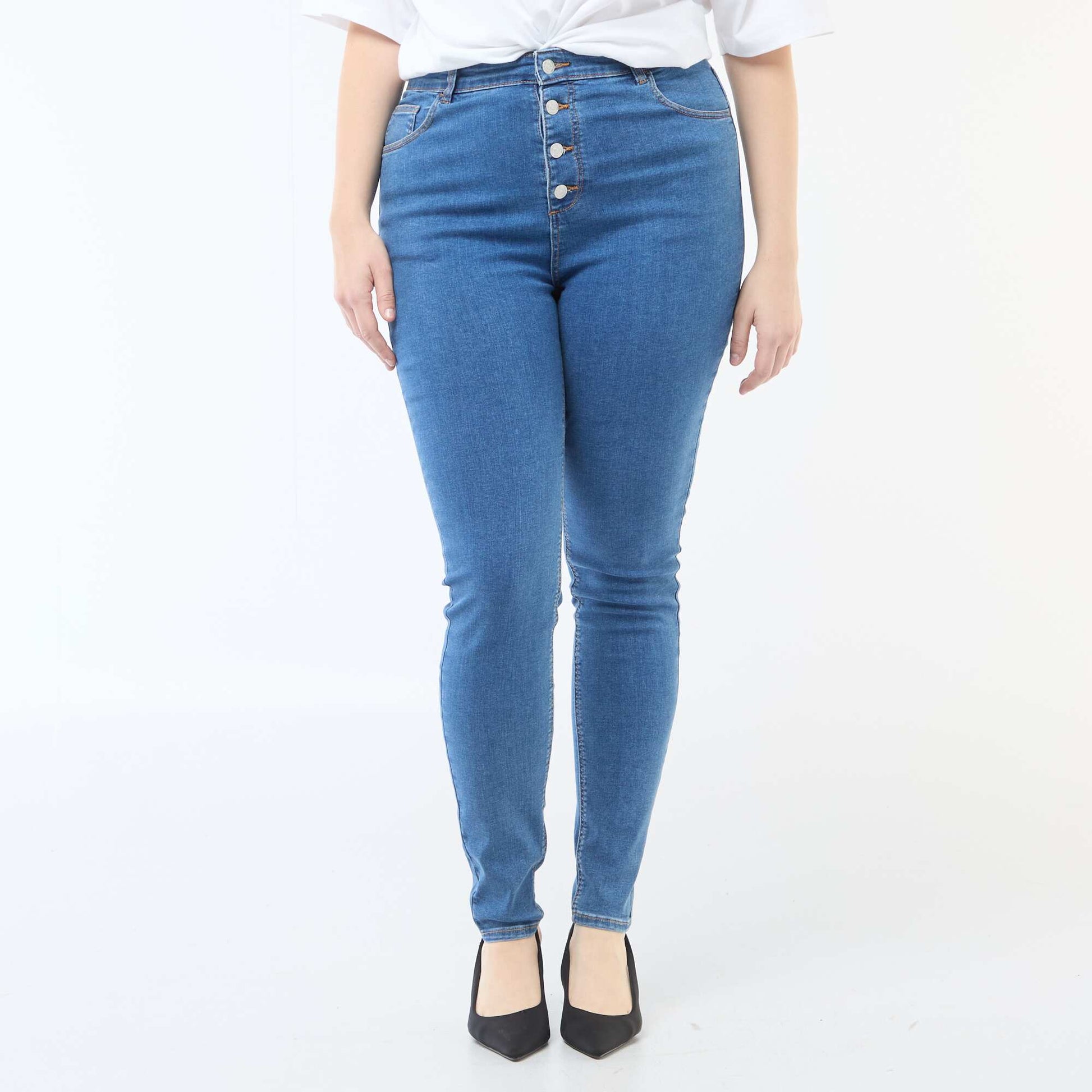 Pantalon skinny taille très haute - L32 BLEU