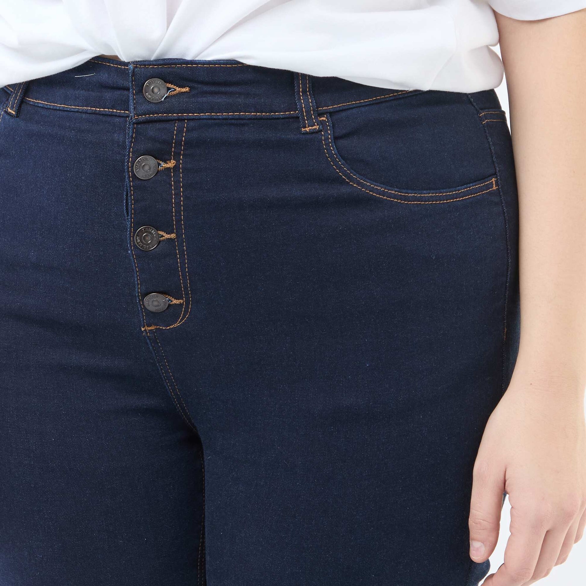 Pantalon skinny taille très haute - L32 BLEU
