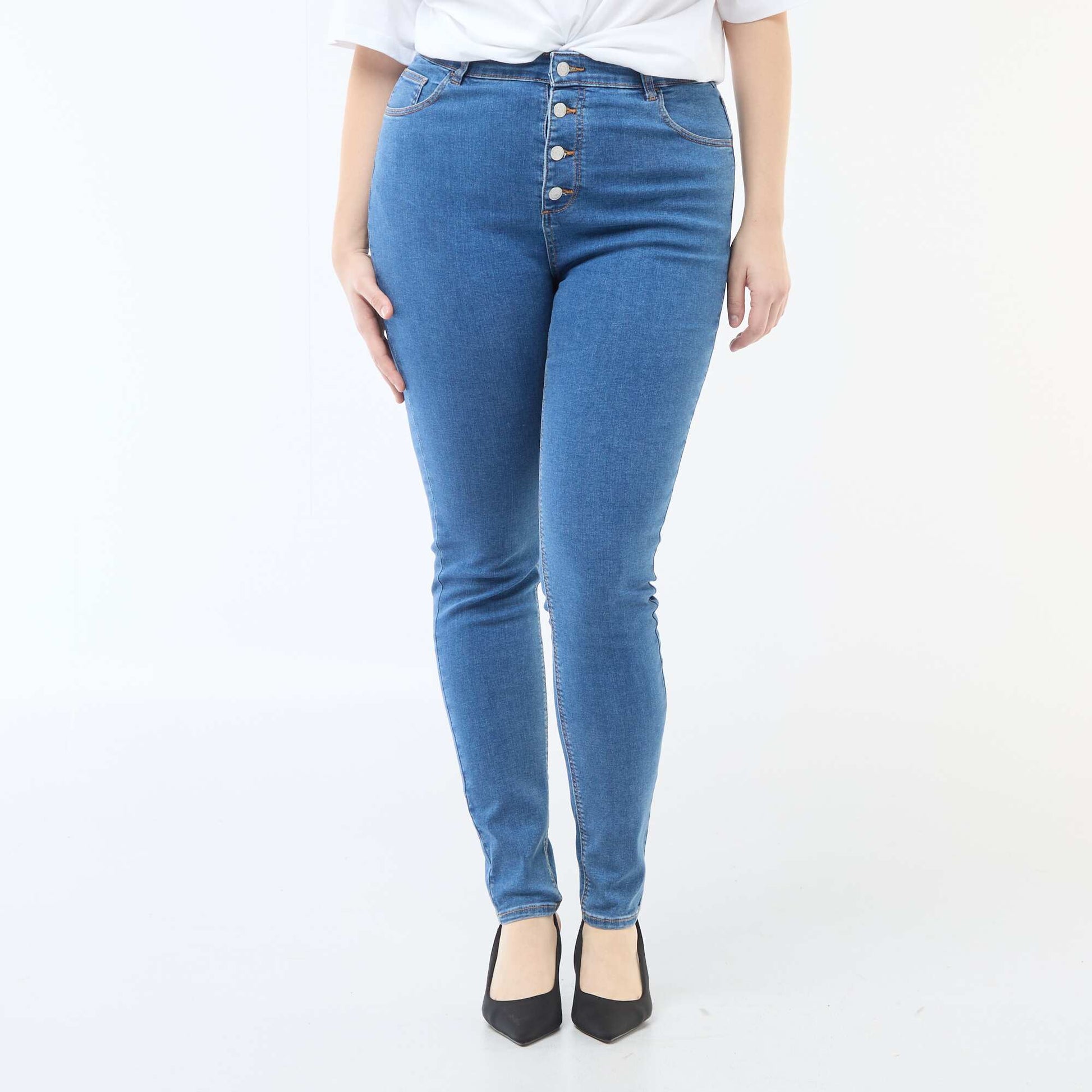 Pantalon skinny taille très haute - L34 BLEU