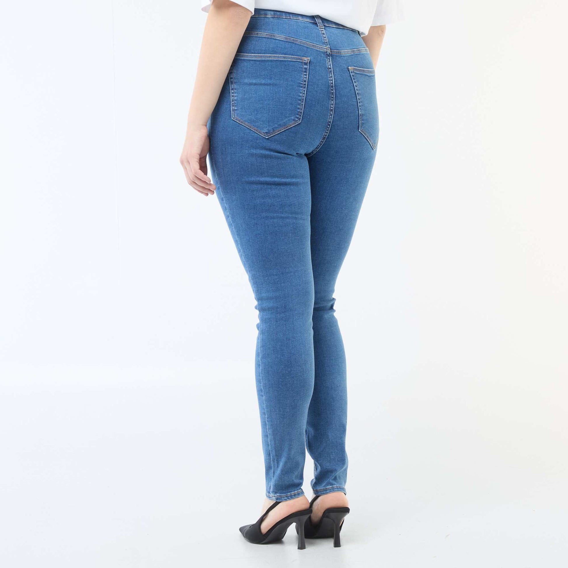 Pantalon skinny taille très haute - L34 BLEU
