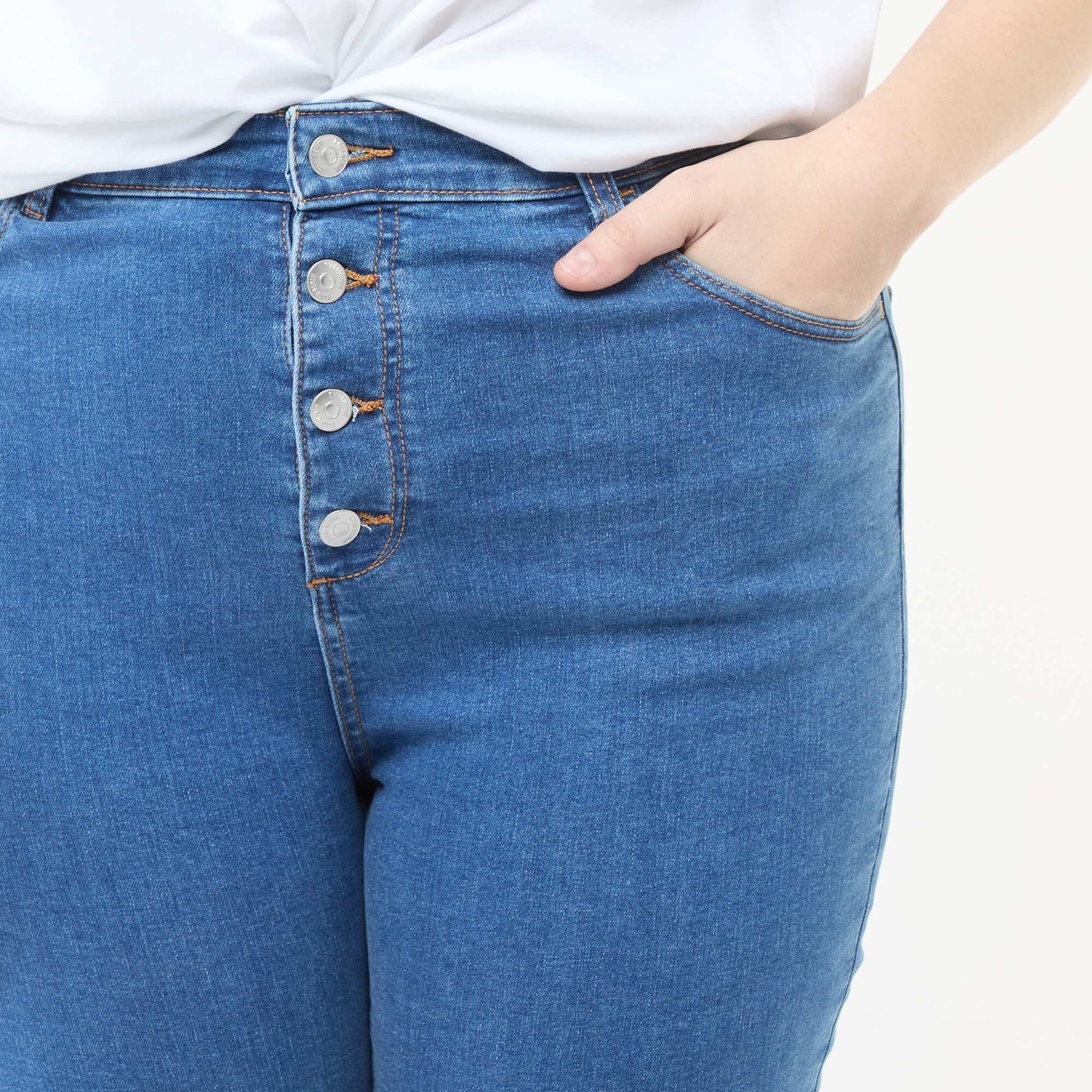 Pantalon skinny taille très haute - L34 BLEU