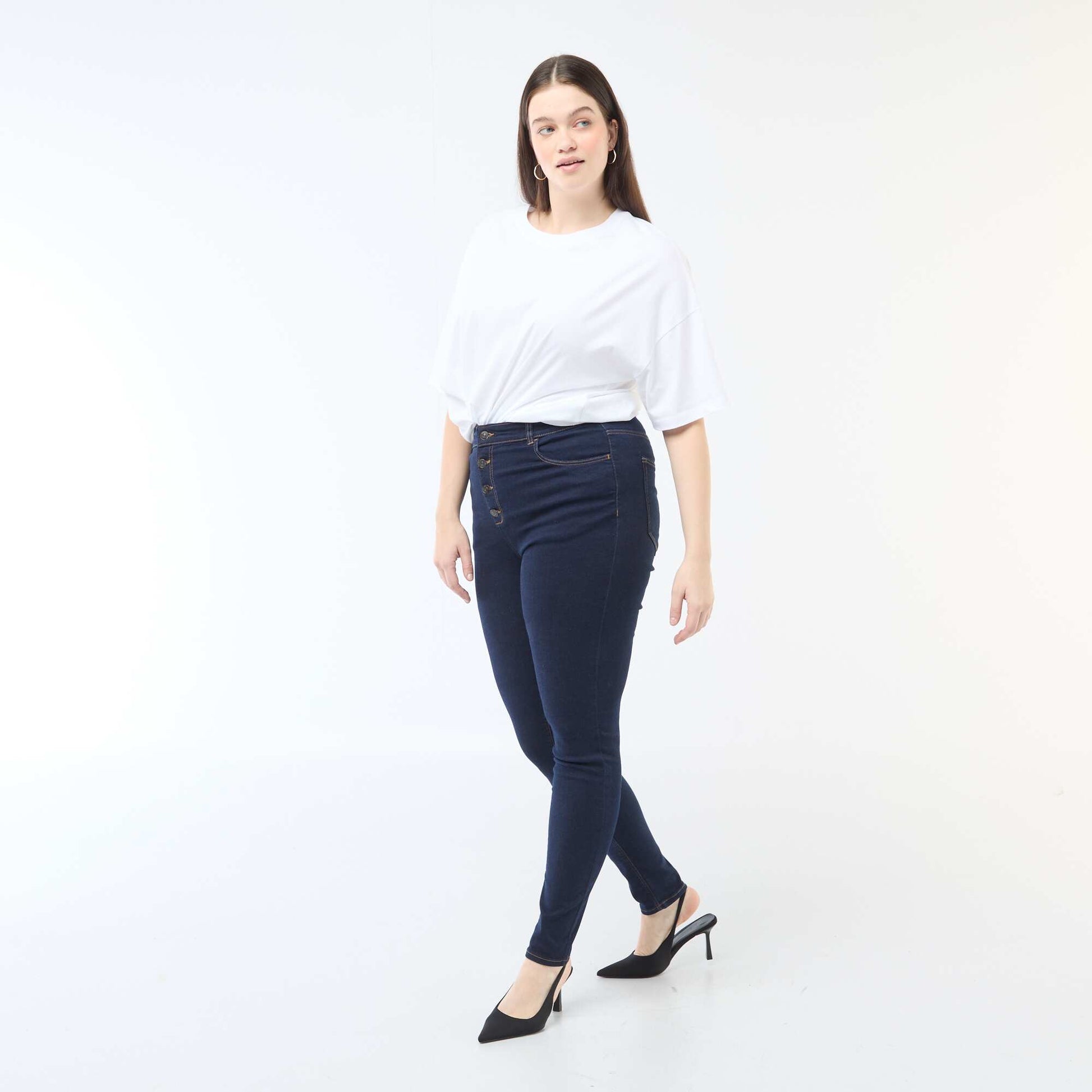 Pantalon skinny taille très haute - L34 BLEU