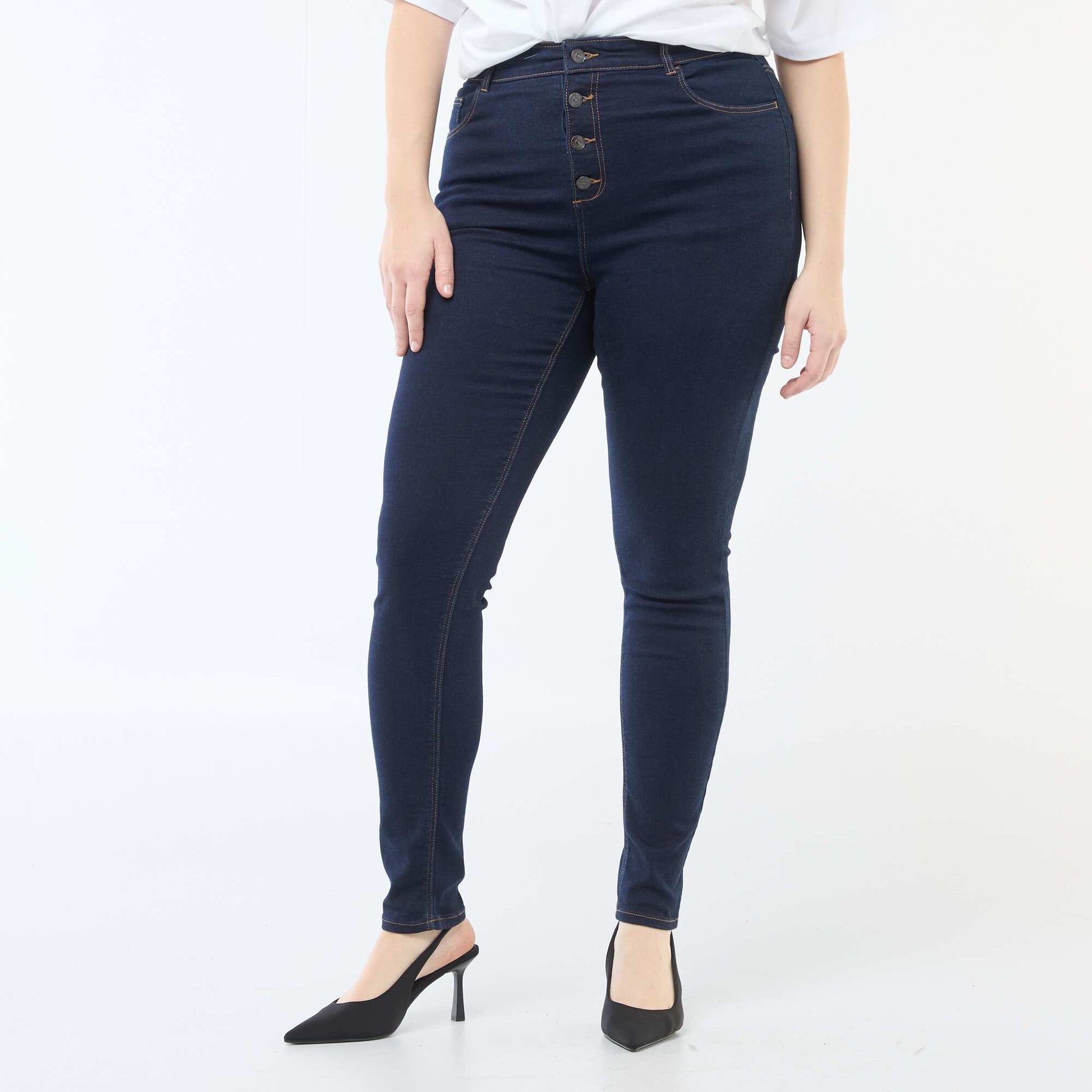 Pantalon skinny taille très haute - L34 BLEU