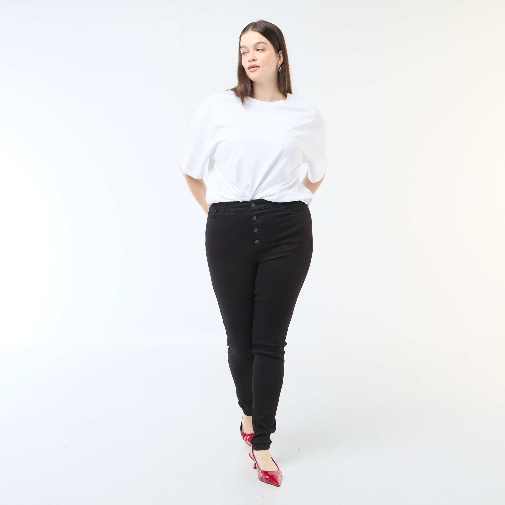 Pantalon skinny à taille très haute - L28 NOIR